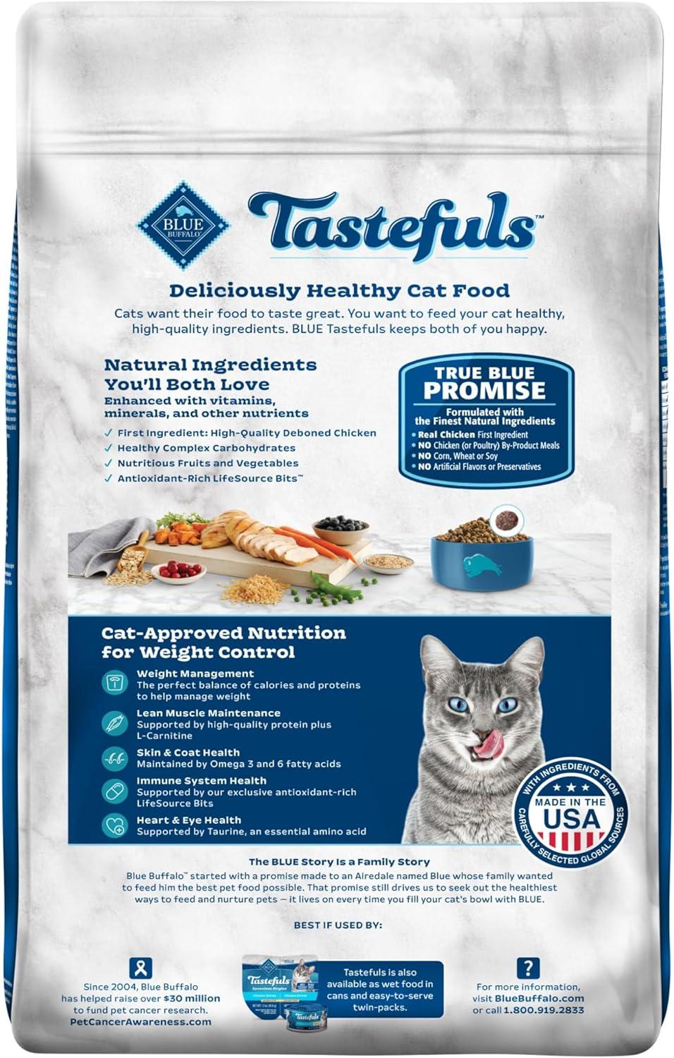 imageBlue Buffalo Tastefuls Natural Food for Adult Cats Weight Control 15lb BagChicken Brown Rice