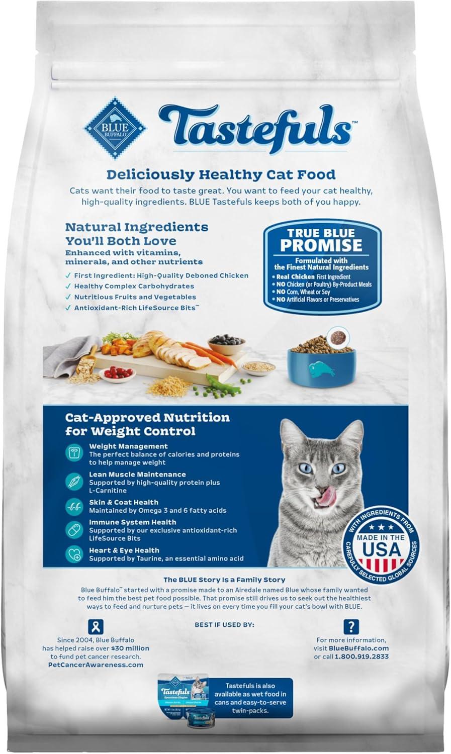 imageBlue Buffalo Tastefuls Natural Food for Adult Cats Weight Control 15lb BagChicken Brown Rice