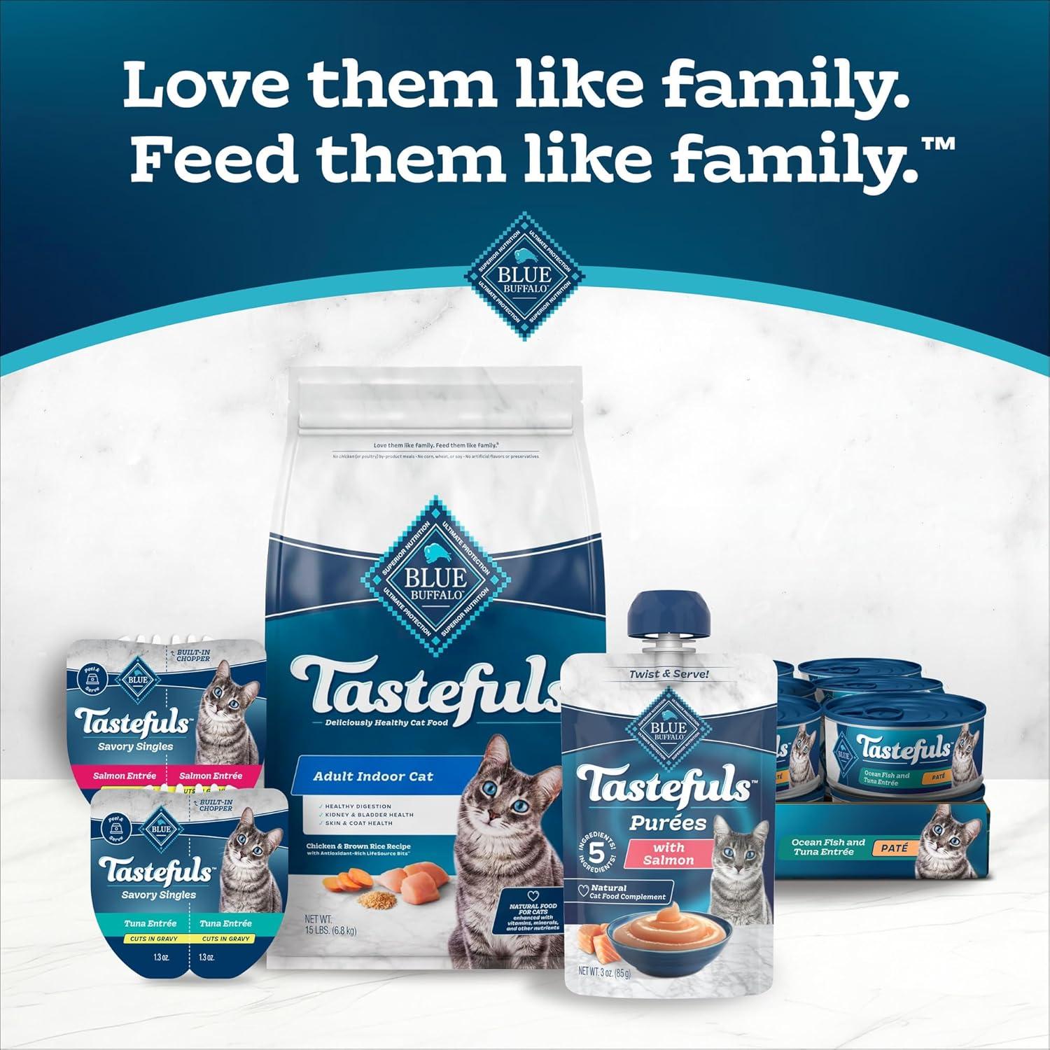 imageBlue Buffalo Tastefuls Pures Variety Pack Natural Cat Food Complement Resealable Twist Cap Pouches Chicken and Tuna 3oz 12 Count 6 of Each FlavorChicken Tuna