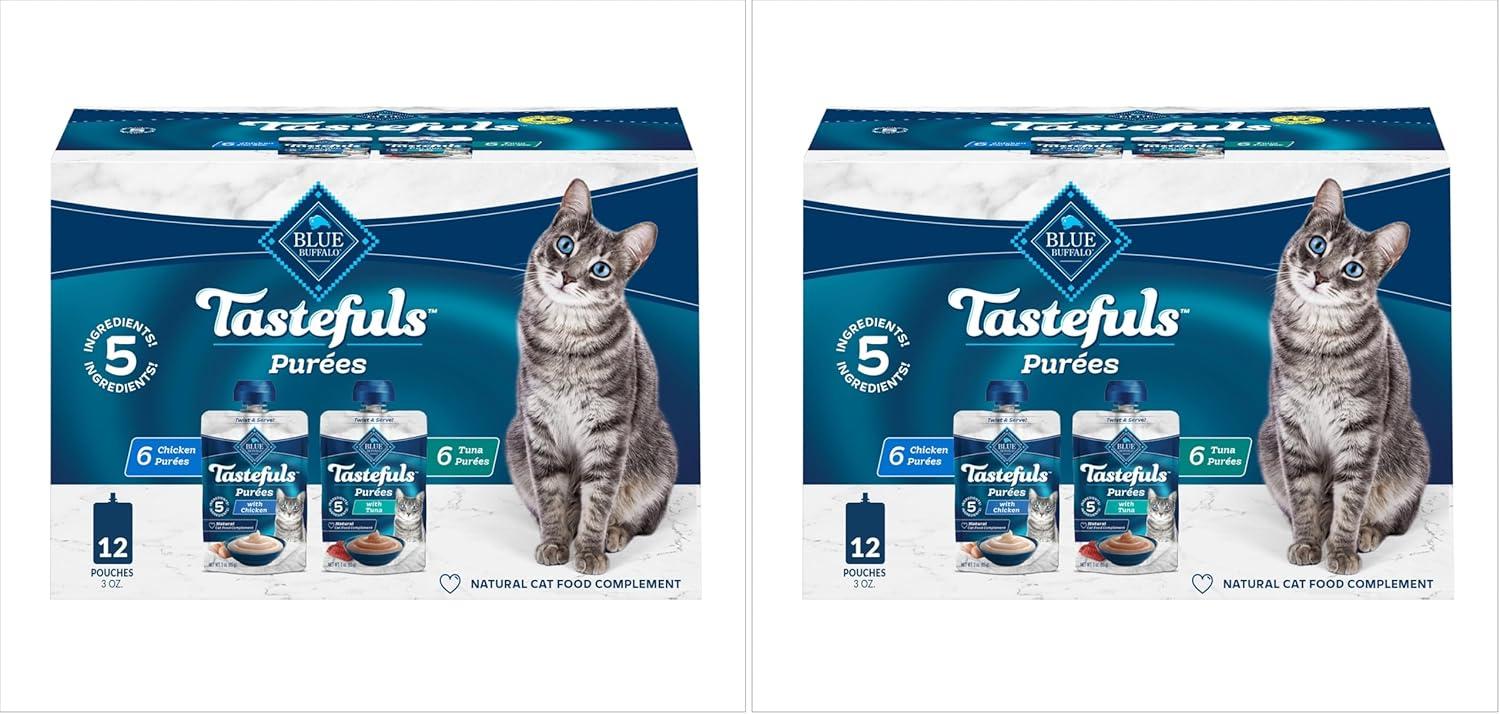 imageBlue Buffalo Tastefuls Pures Variety Pack Natural Cat Food Complement Resealable Twist Cap Pouches Chicken and Tuna 3oz 12 Count 6 of Each FlavorChicken Tuna
