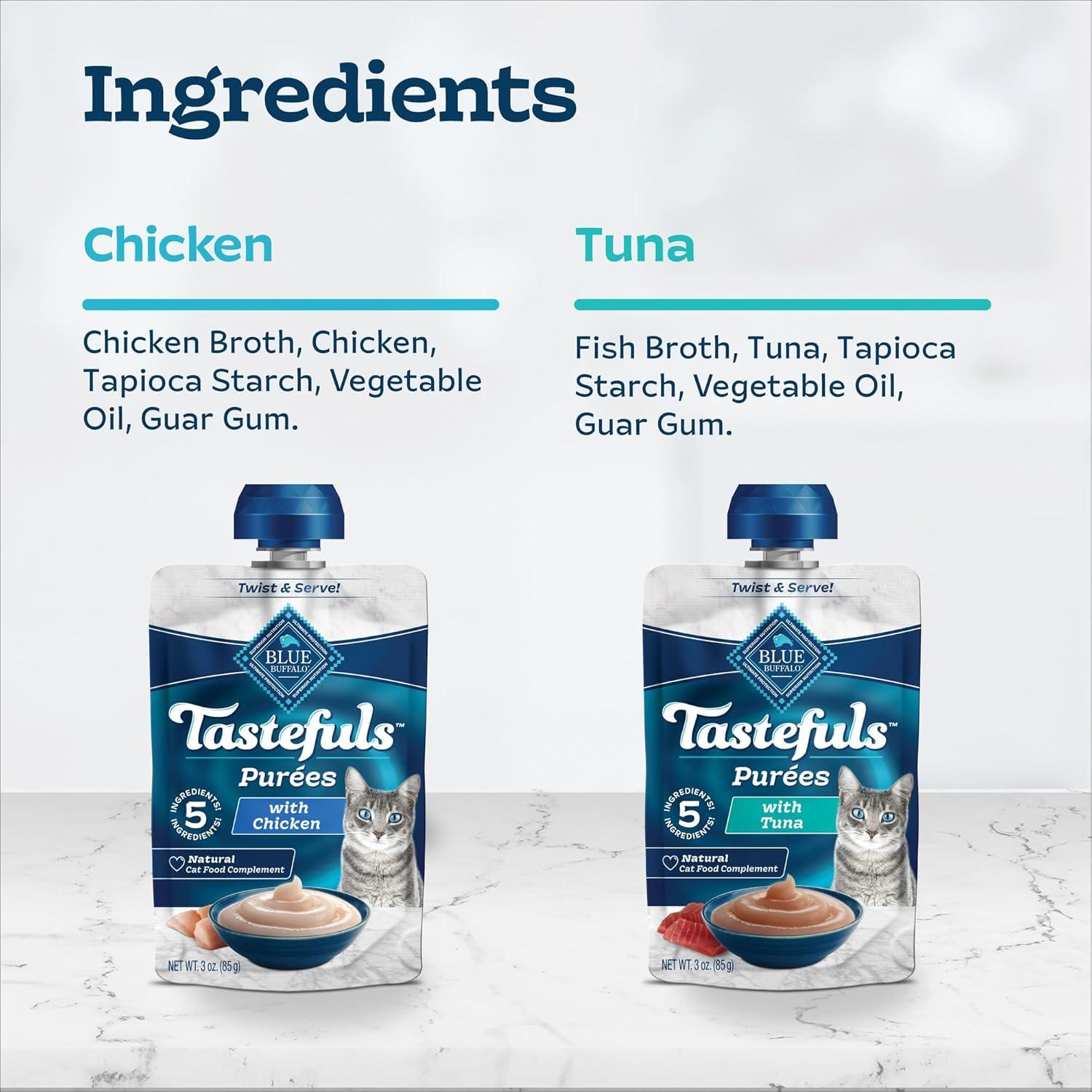 imageBlue Buffalo Tastefuls Pures Variety Pack Natural Cat Food Complement Resealable Twist Cap Pouches Chicken and Tuna 3oz 12 Count 6 of Each FlavorChicken Tuna