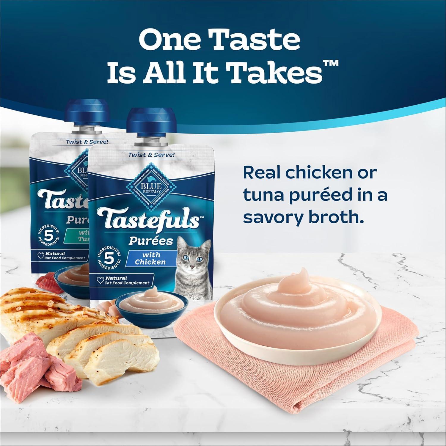 imageBlue Buffalo Tastefuls Pures Variety Pack Natural Cat Food Complement Resealable Twist Cap Pouches Chicken and Tuna 3oz 12 Count 6 of Each FlavorChicken Tuna