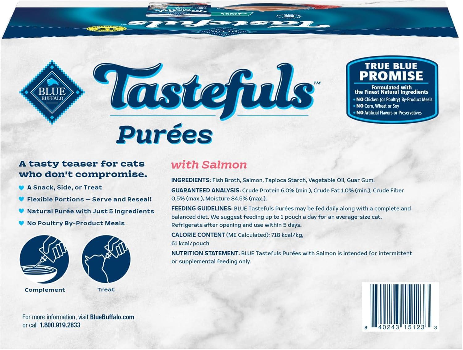 imageBlue Buffalo Tastefuls Pures Variety Pack Natural Cat Food Complement Resealable Twist Cap Pouches Chicken and Tuna 3oz 12 Count 6 of Each FlavorSalmon