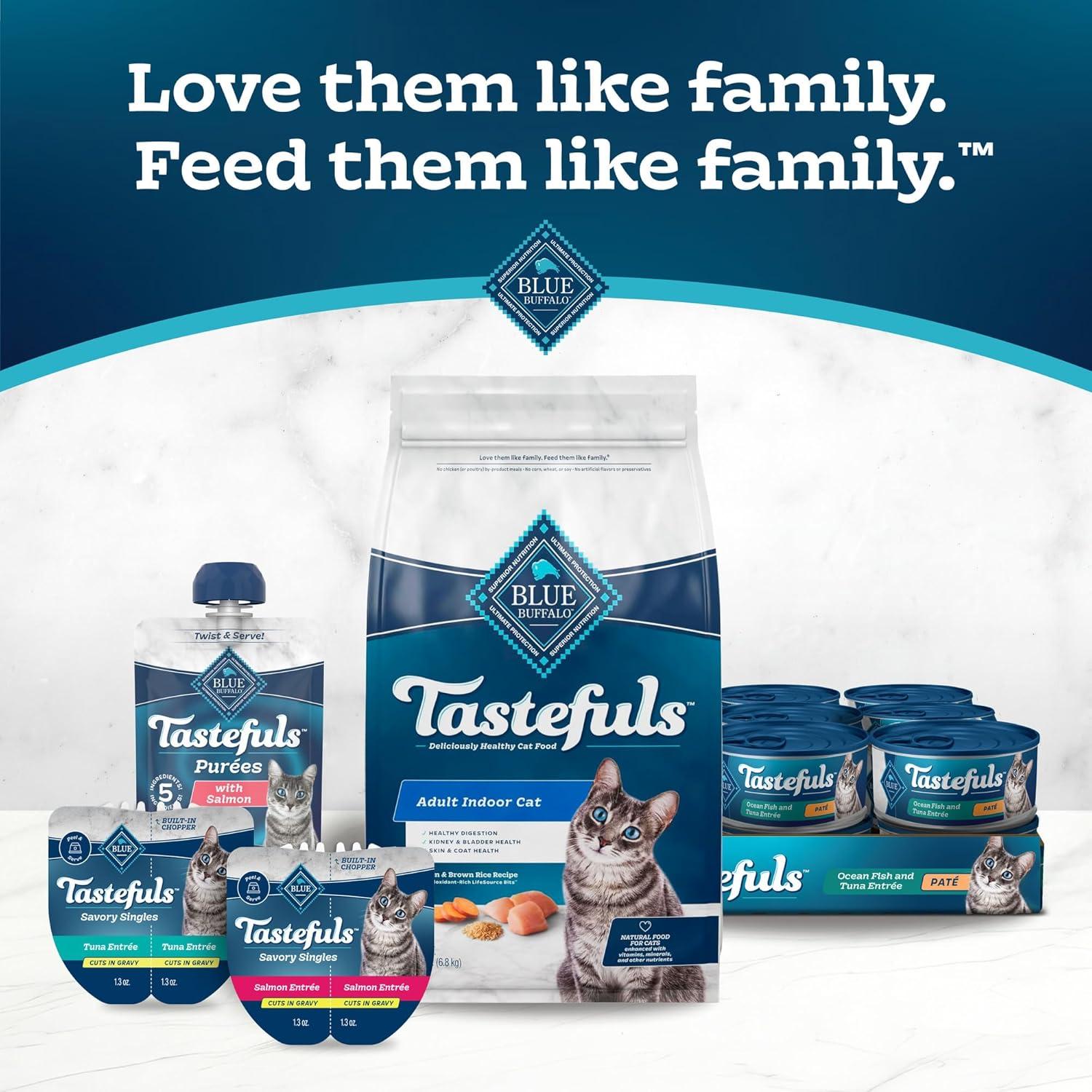 imageBlue Buffalo Tastefuls Pures Variety Pack Natural Cat Food Complement Resealable Twist Cap Pouches Chicken and Tuna 3oz 12 Count 6 of Each FlavorSalmon