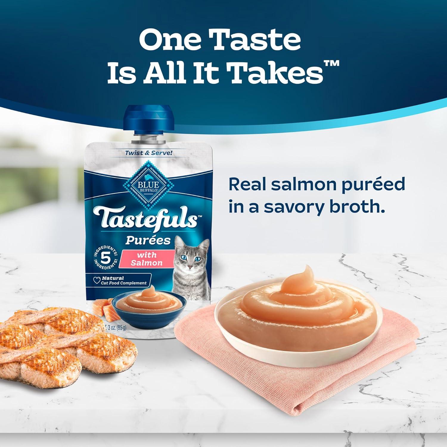 imageBlue Buffalo Tastefuls Pures Variety Pack Natural Cat Food Complement Resealable Twist Cap Pouches Chicken and Tuna 3oz 12 Count 6 of Each FlavorSalmon