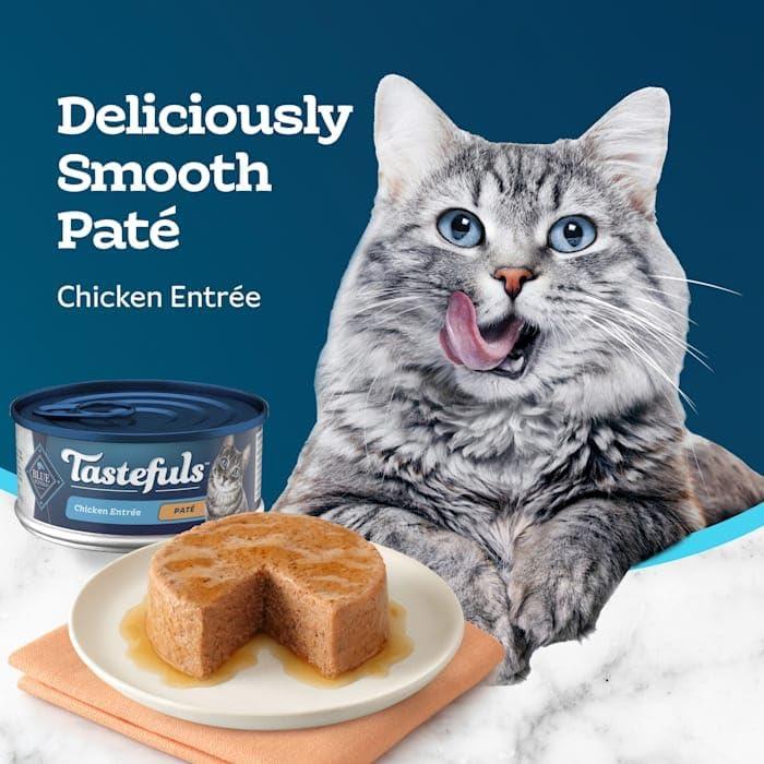 imageBlue Buffalo Tastefuls Wet Cat Food Pat Variety Pack Chicken Turkey amp Chicken Ocean Fish amp Tuna 55 oz Cans 12 CountChicken