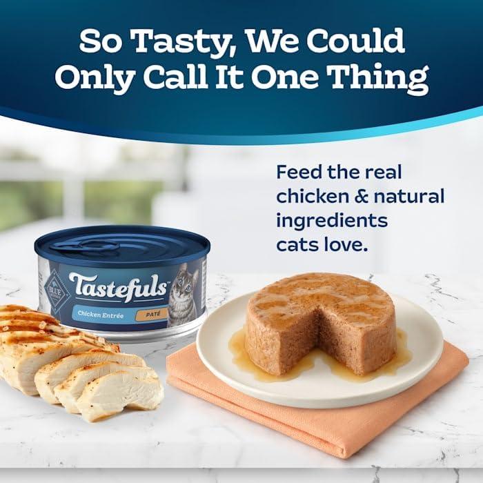 imageBlue Buffalo Tastefuls Wet Cat Food Pat Variety Pack Chicken Turkey amp Chicken Ocean Fish amp Tuna 55 oz Cans 12 CountChicken
