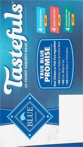 imageBlue Buffalo Tastefuls Wet Cat Food Pat Variety Pack Chicken Turkey amp Chicken Ocean Fish amp Tuna 55 oz Cans 12 CountSalmon Chicken Ocean Fish Tuna