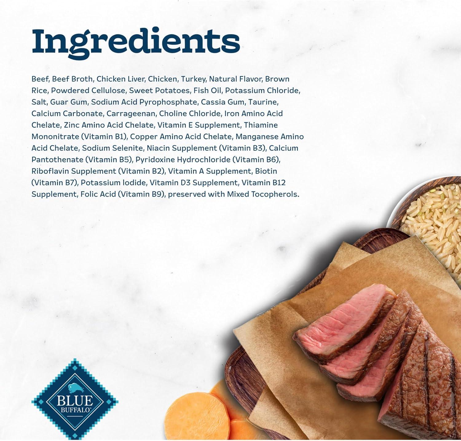 imageBlue Buffalo Tastefuls Wet Cat Food Pat Variety Pack Made with Natural Ingredients Chicken Turkey amp Chicken Ocean Fish amp Tuna Entres 55oz Cans 24 Count 8 of EachBeef