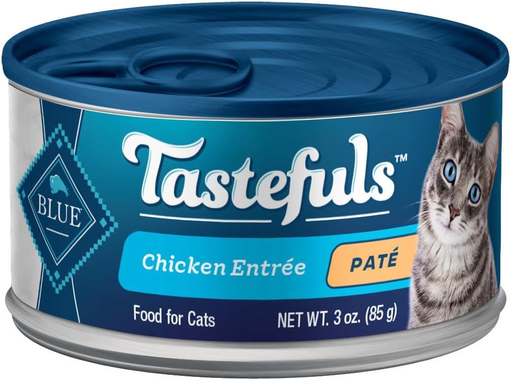 imageBlue Buffalo Tastefuls Wet Cat Food Pat Variety Pack Made with Natural Ingredients Chicken Turkey amp Chicken Ocean Fish amp Tuna Entres 55oz Cans 24 Count 8 of EachChicken