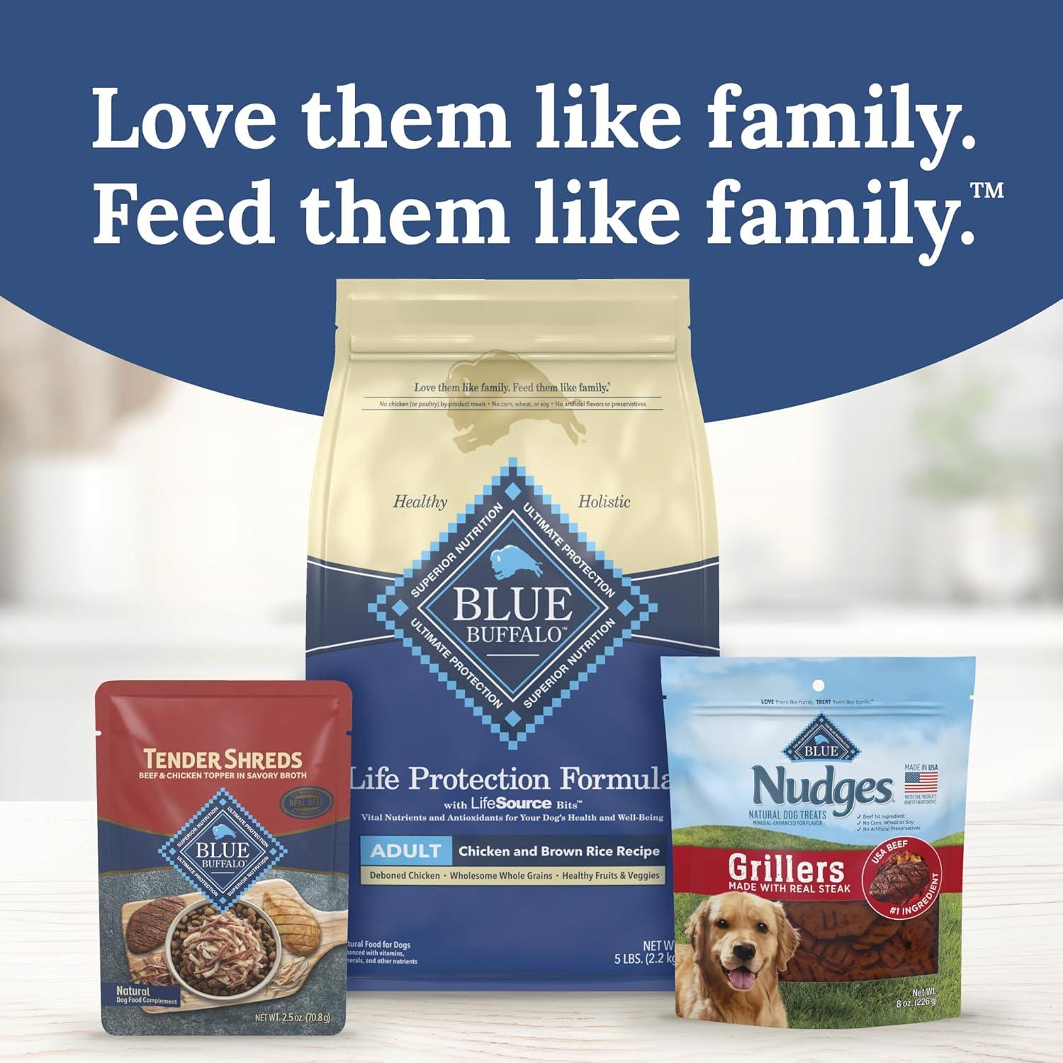 imageBlue Buffalo Tender Shreds Tasty Chicken Topper and Beef amp Chicken Topper Natural Dog Food Complement 25oz Pouch 12Count Variety PackBeef Chicken