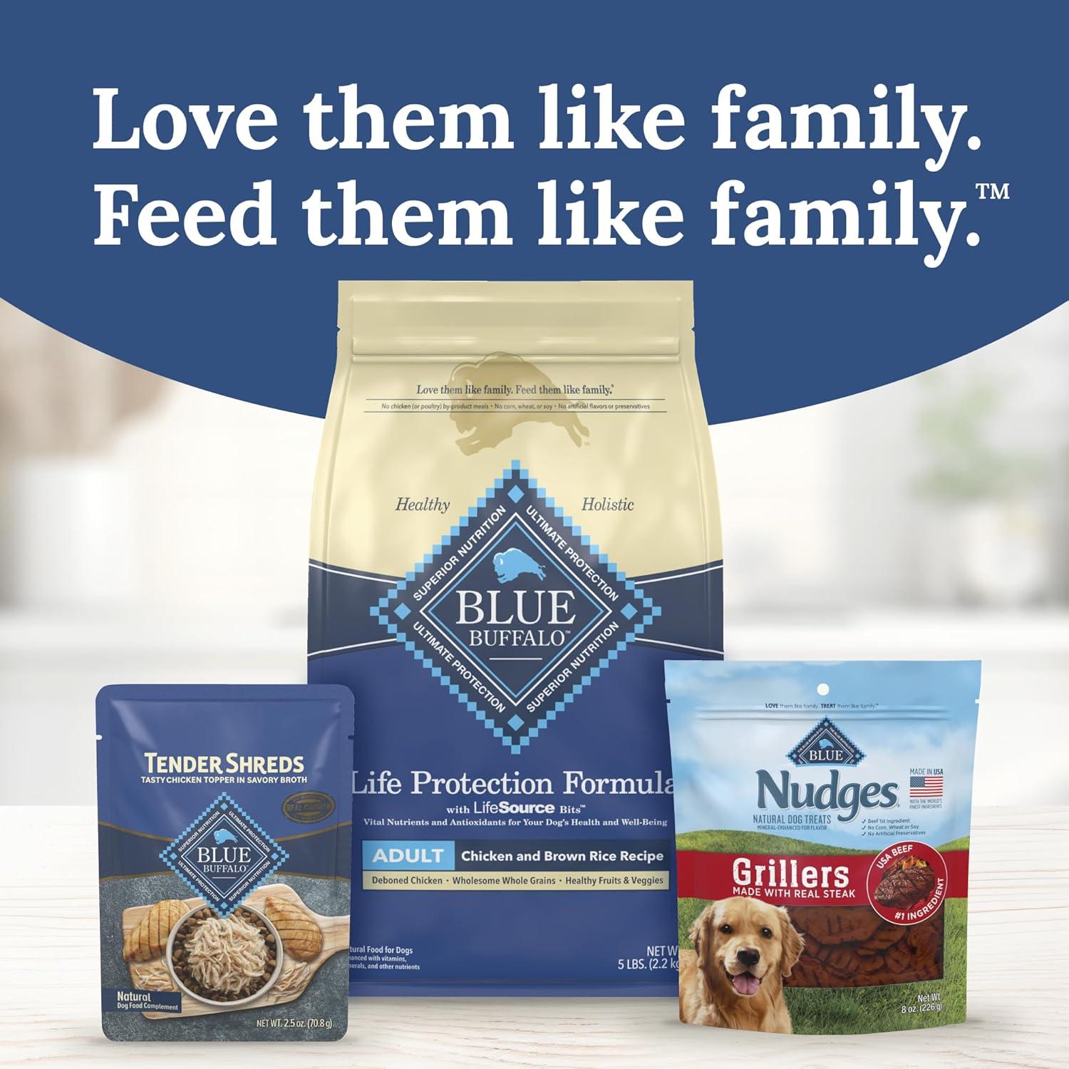 imageBlue Buffalo Tender Shreds Tasty Chicken Topper and Beef amp Chicken Topper Natural Dog Food Complement 25oz Pouch 12Count Variety PackChicken
