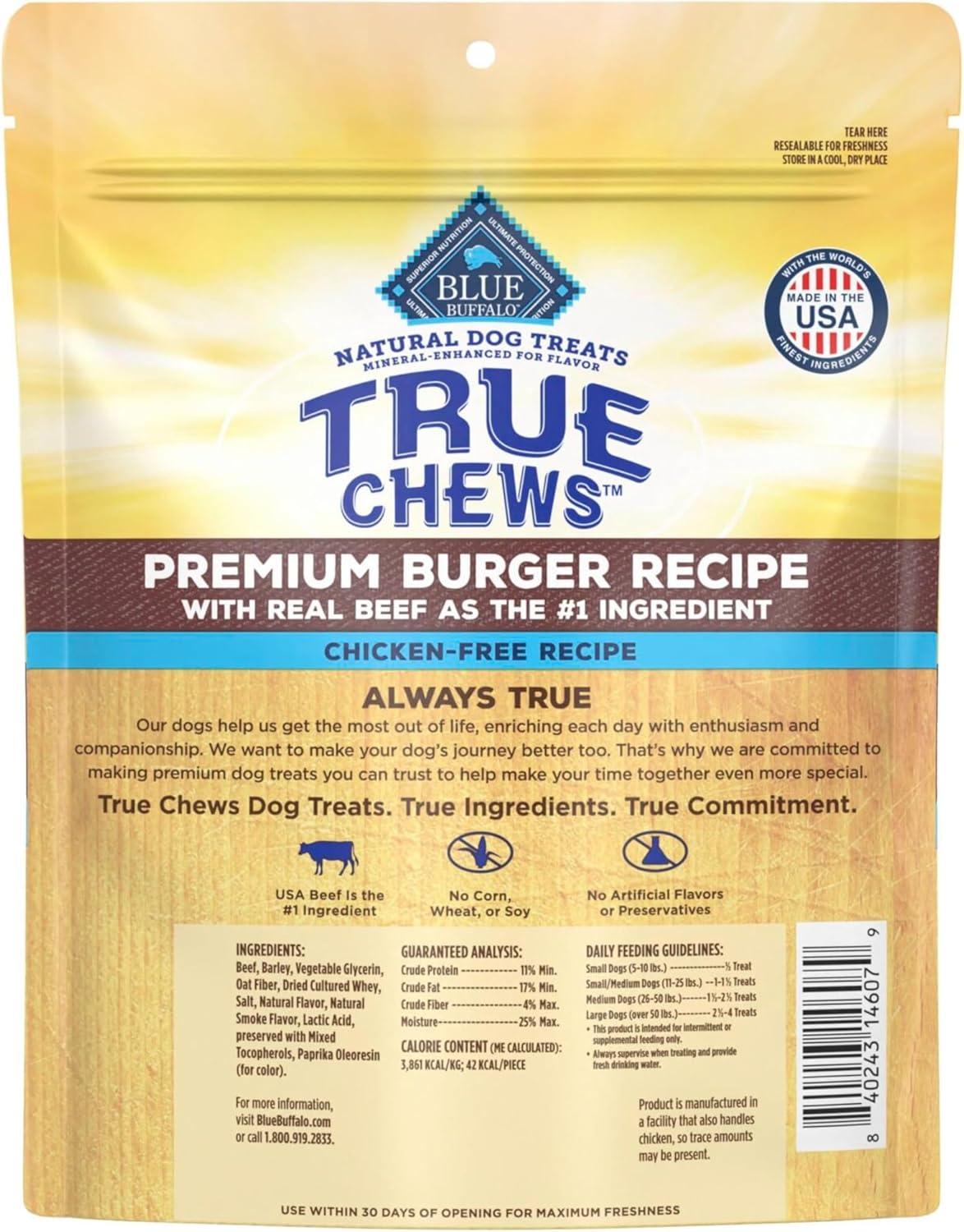 imageBlue Buffalo True Chews Dog Treats Made in the USA with Natural Ingredients Chicken Bacon Recipe 12oz BagBeef Burger