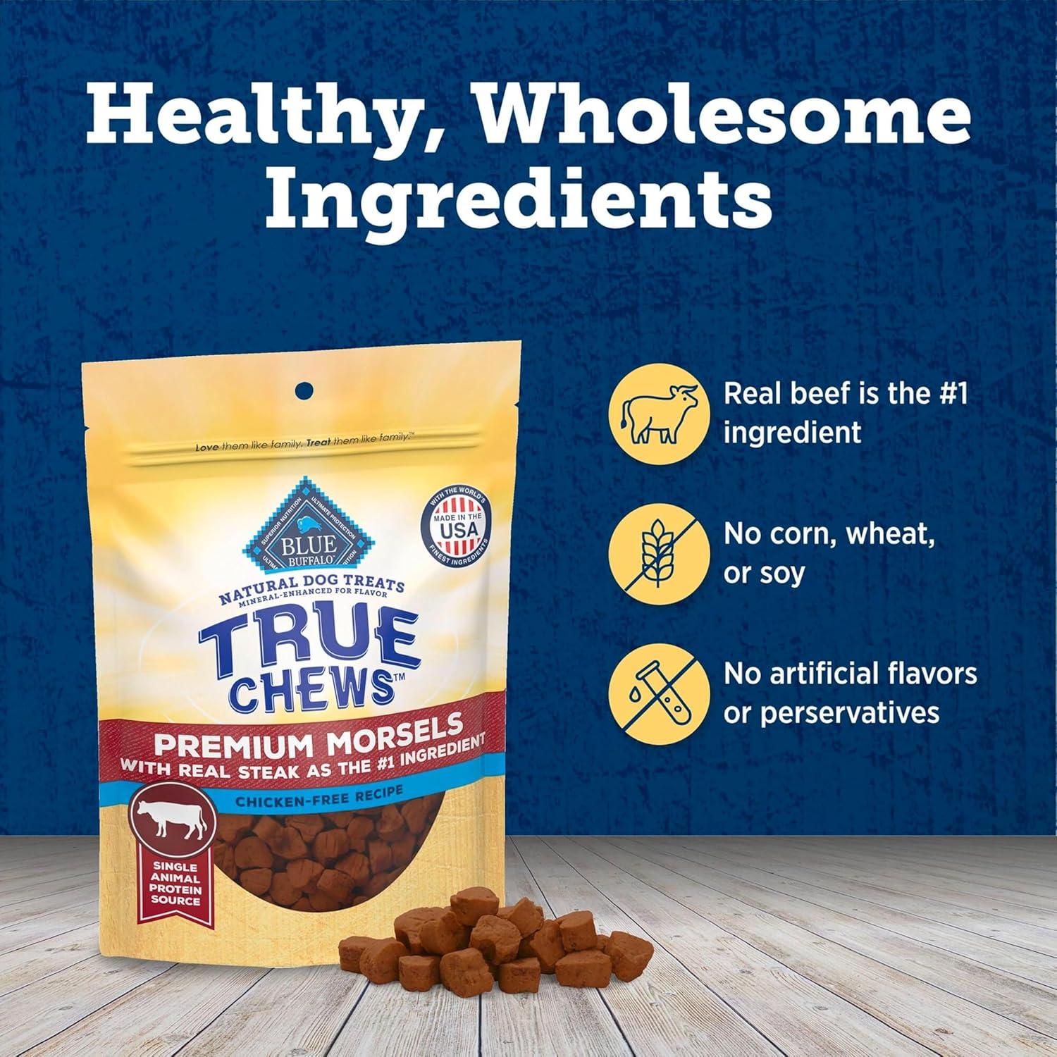 imageBlue Buffalo True Chews Premium Morsels Natural Dog Treats Chicken 11 oz BagSteak