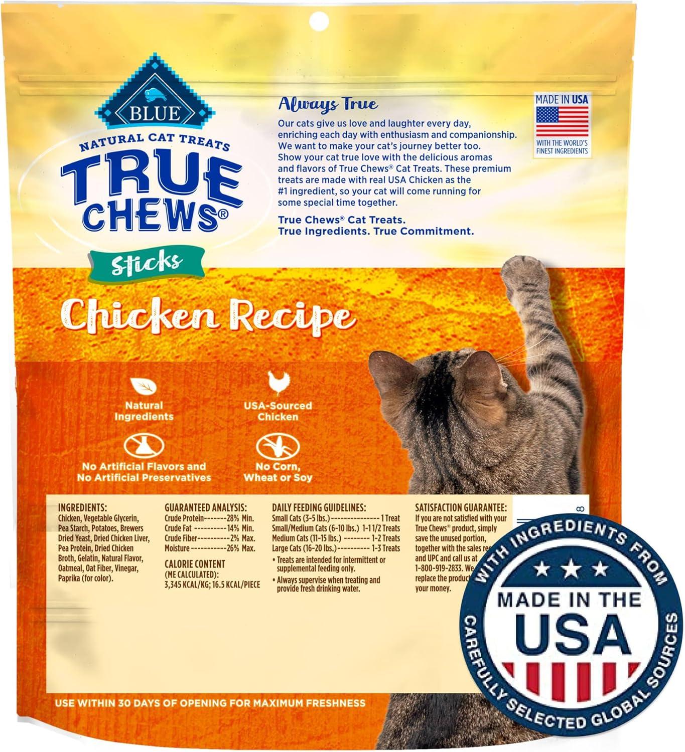 imageBlue Buffalo True Chews Sticks Natural Cat Treats Chicken Recipe Meaty amp Savory Treats Made in The USA 3oz Bag3 Ounce Pack of 1