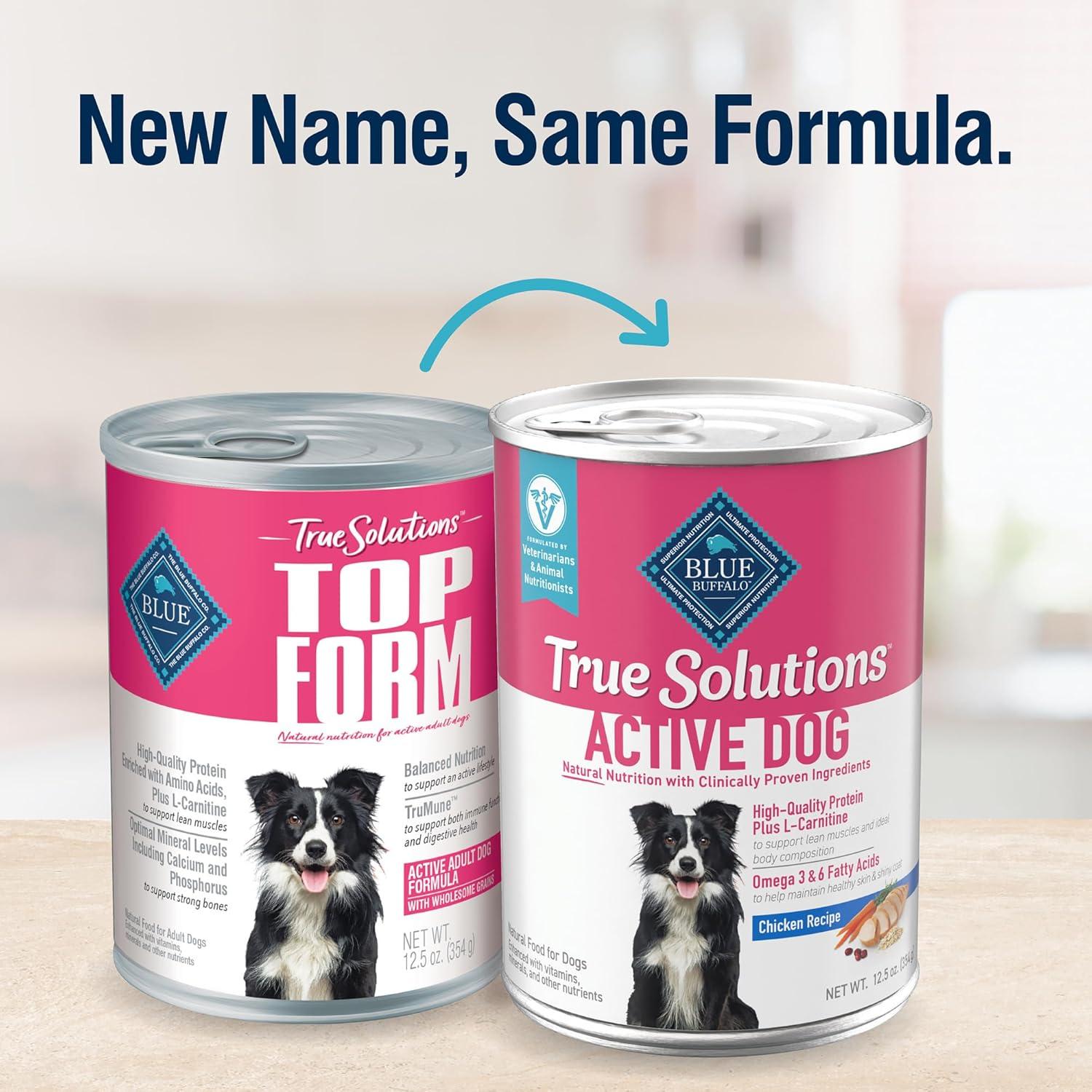 imageBlue Buffalo True Solutions Active Dog Wet Dog Food for Active Adult Dogs Made with Natural Ingredients Chicken 125oz Cans 12 Count