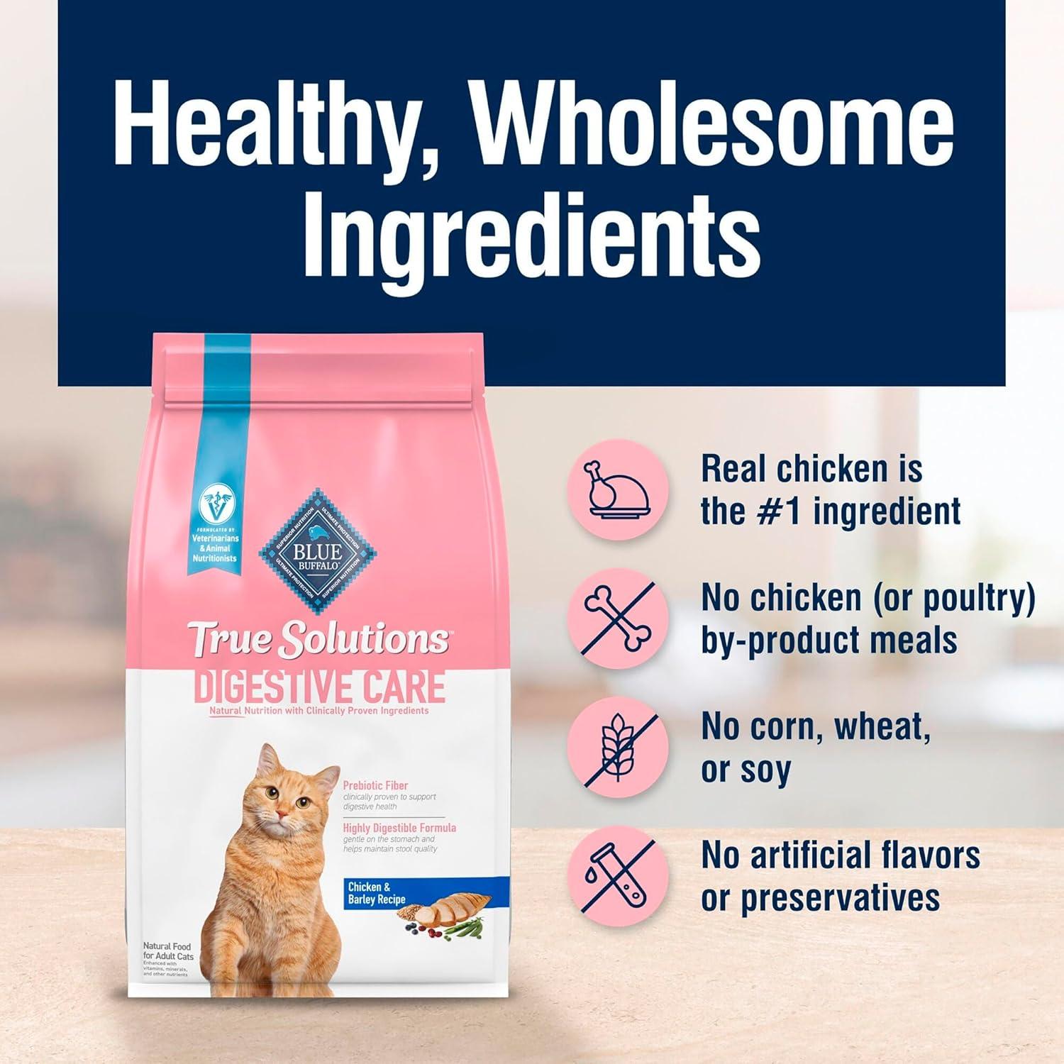imageBlue Buffalo True Solutions Digestive Care Natural Dry Cat Food for Adult Cats Chicken 11lb BagChicken