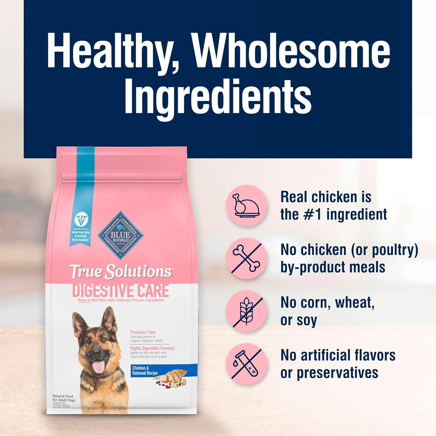 imageBlue Buffalo True Solutions Digestive Care Natural Dry Dog Food for Adult Dogs Chicken 4lb BagChicken