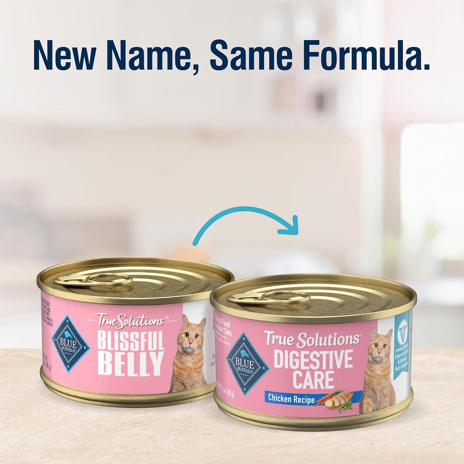 imageBlue Buffalo True Solutions Digestive Care Wet Cat Food for Adult Cats Made with Natural Ingredients Chicken 3oz Cans 24 Count