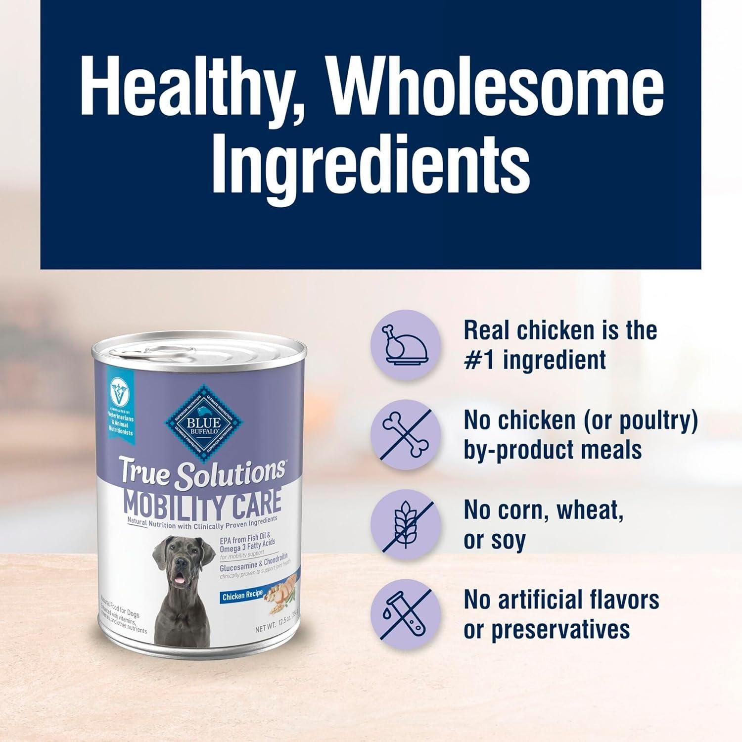 imageBlue Buffalo True Solutions Mobility Care Wet Dog Food for Adult Dogs Made with Natural Ingredients Chicken 125oz cans 12 Count