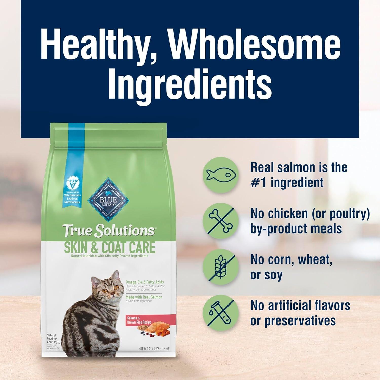 imageBlue Buffalo True Solutions Skin amp Coat Care Natural Dry Cat Food for Adult Cats Salmon 35lb BagSalmon