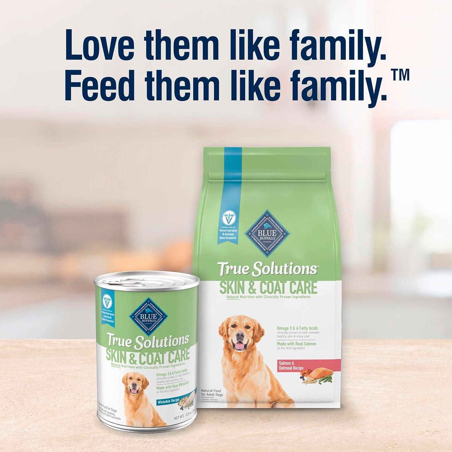 imageBlue Buffalo True Solutions Skin amp Coat Care Wet Dog Food for Adult Dogs Made with Natural Ingredients Whitefish 125oz Cans 12 Count