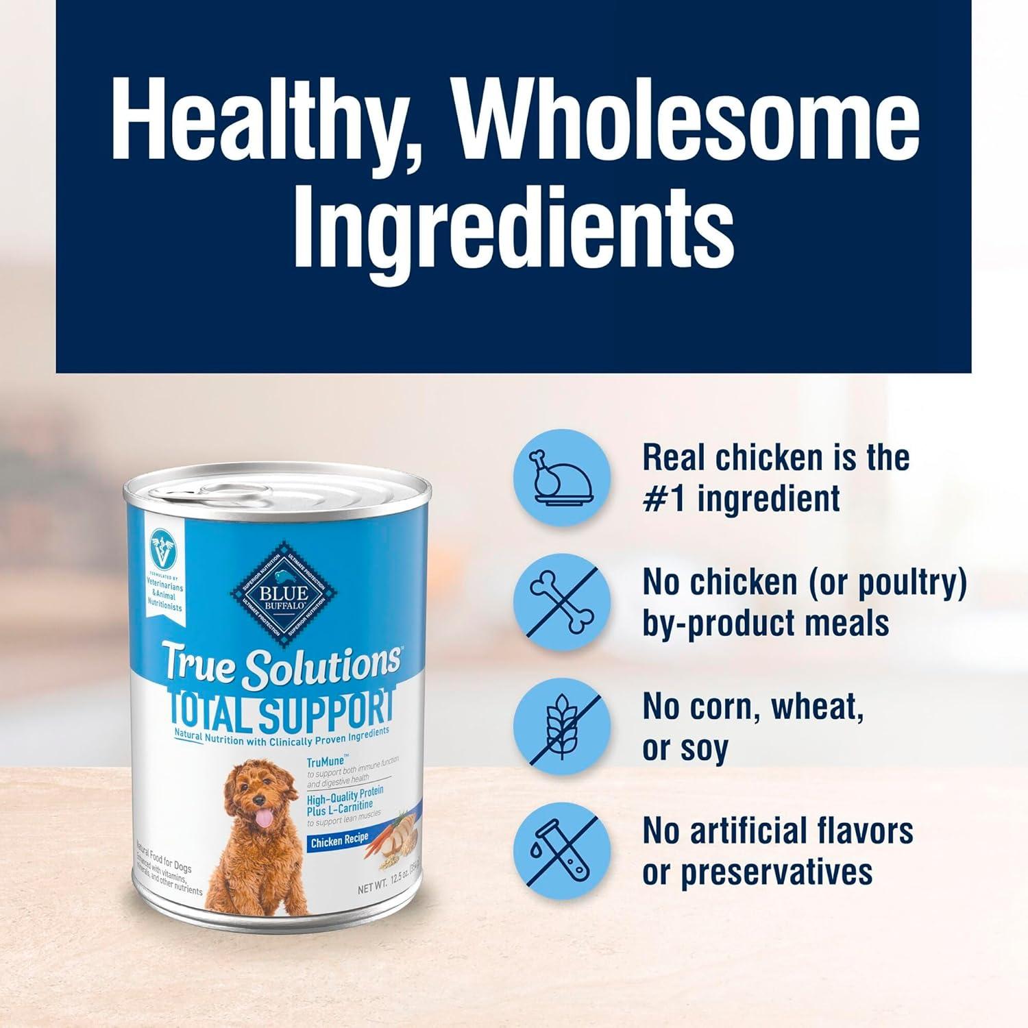 imageBlue Buffalo True Solutions Total Support Wet Dog Food for Adult Dogs Made with Natural Ingredients Chicken 125oz Cans 12 Count