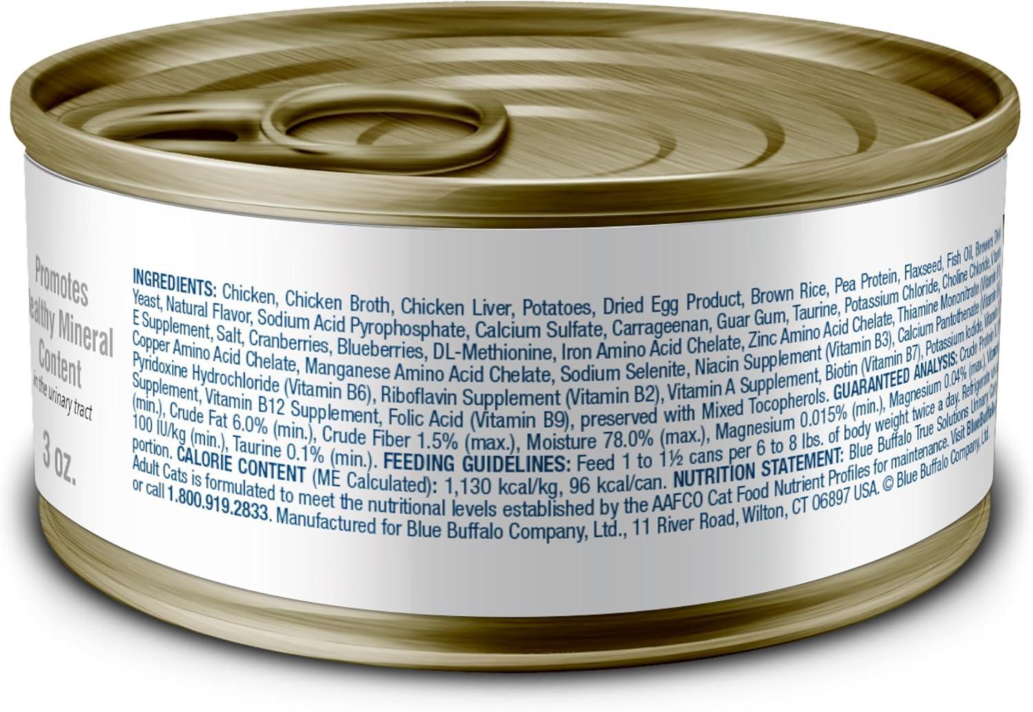 imageBlue Buffalo True Solutions Urinary Care Wet Cat Food for Adult Cats Made with Natural Ingredients Chicken 30oz Cans 24 Count