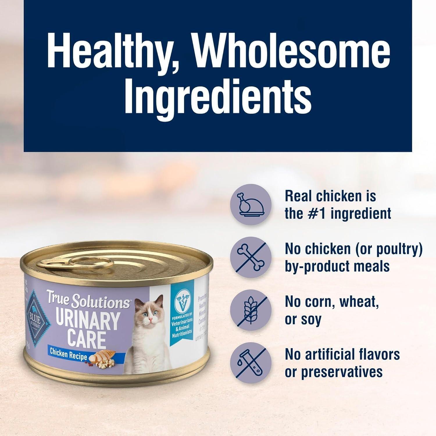 imageBlue Buffalo True Solutions Urinary Care Wet Cat Food for Adult Cats Made with Natural Ingredients Chicken 30oz Cans 24 Count