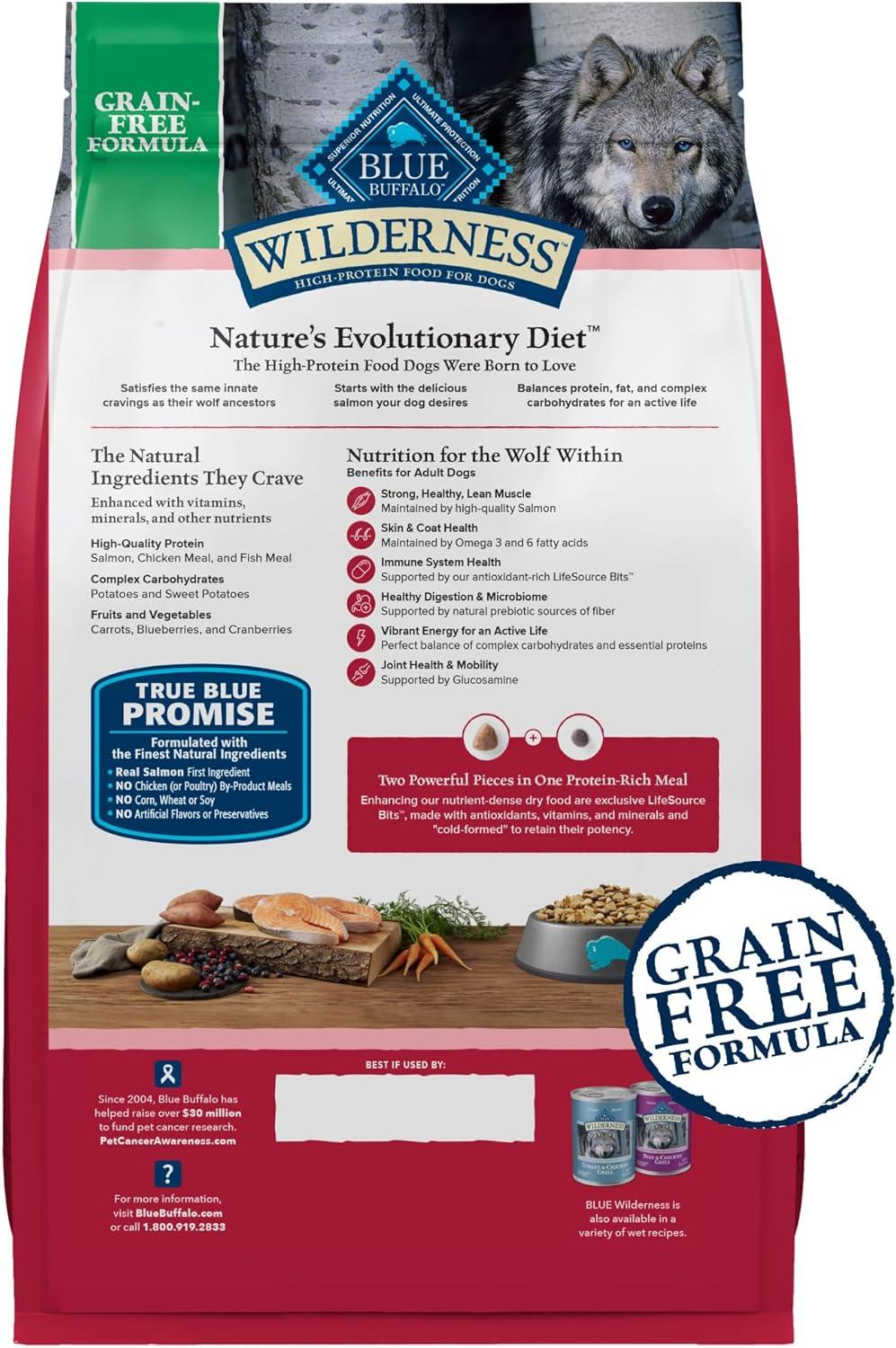 imageBlue Buffalo Wilderness Adult HighProtein Dry Dog Food with Real Chicken GrainFree Made in the USA with Natural Ingredients Chicken 24lb BagSalmon Grain Free