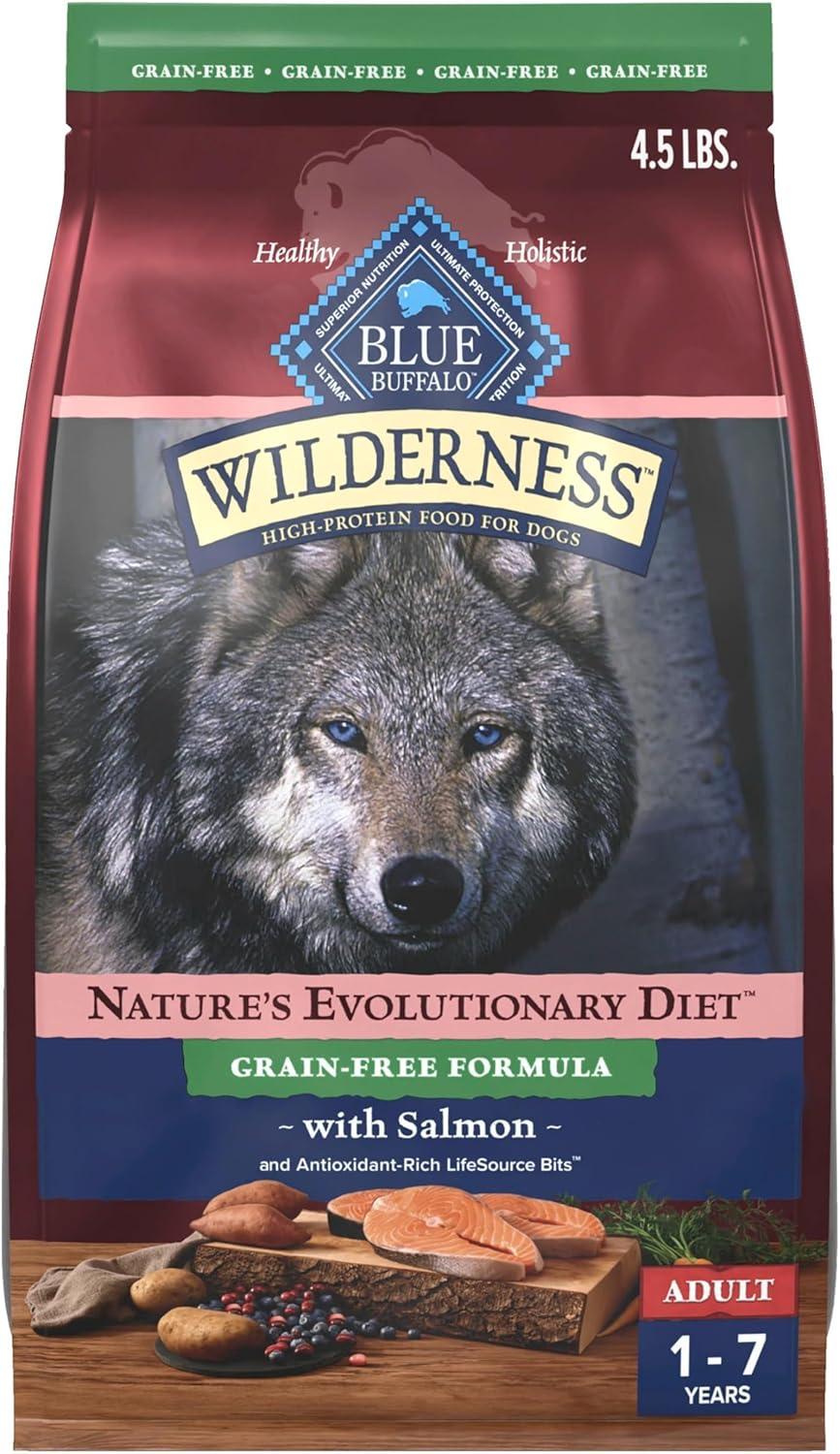 imageBlue Buffalo Wilderness Adult HighProtein Dry Dog Food with Real Chicken GrainFree Made in the USA with Natural Ingredients Chicken 24lb BagSalmon Grain Free