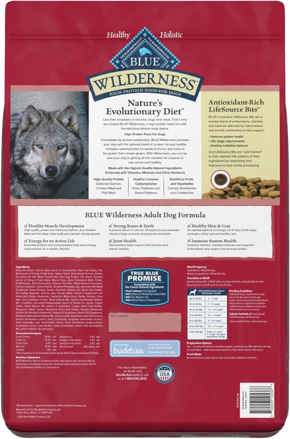 imageBlue Buffalo Wilderness Adult HighProtein Dry Dog Food with Real Chicken GrainFree Made in the USA with Natural Ingredients Chicken 24lb BagSalmon Grain Free