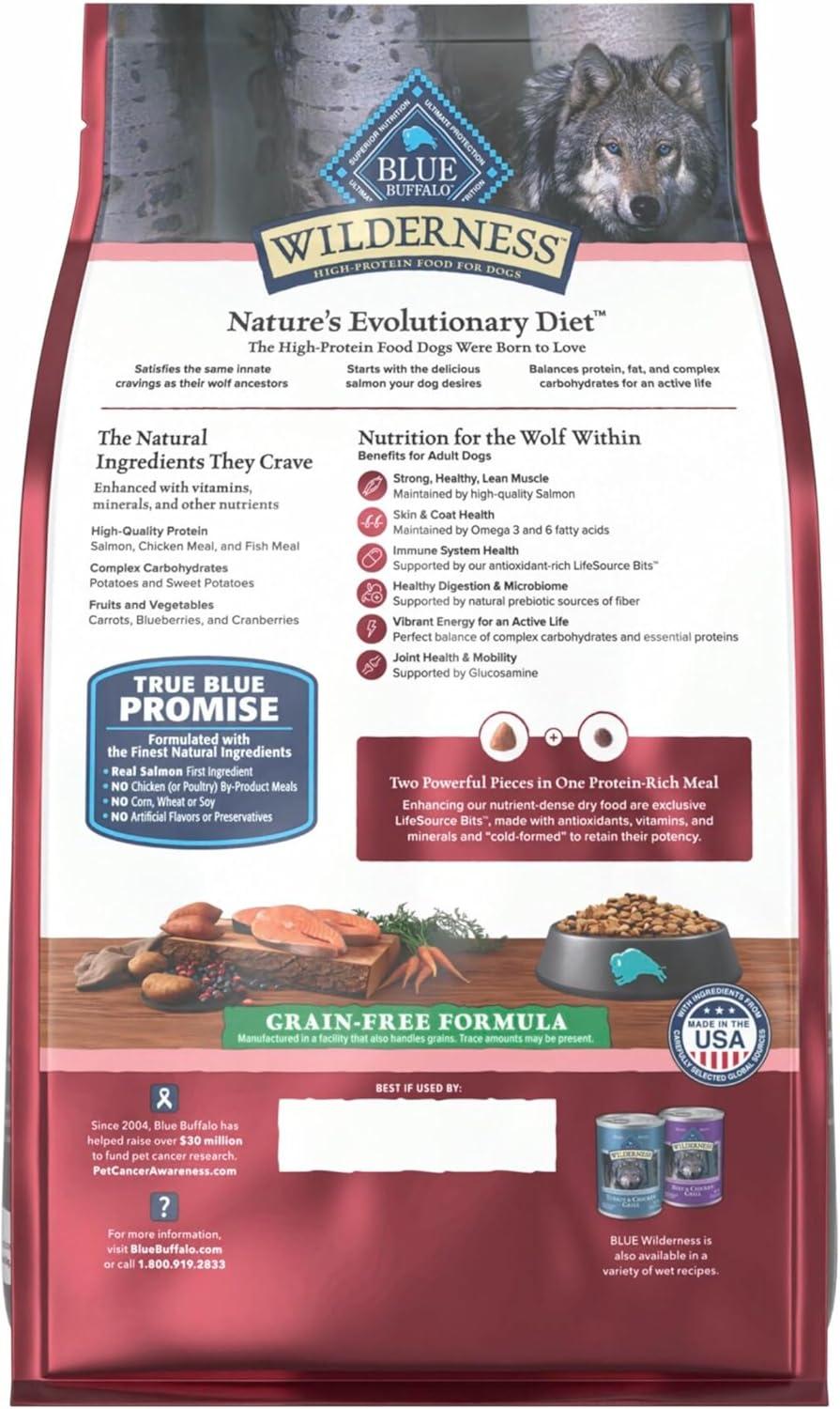 imageBlue Buffalo Wilderness Adult HighProtein Dry Dog Food with Real Chicken GrainFree Made in the USA with Natural Ingredients Chicken 24lb BagSalmon Grain Free