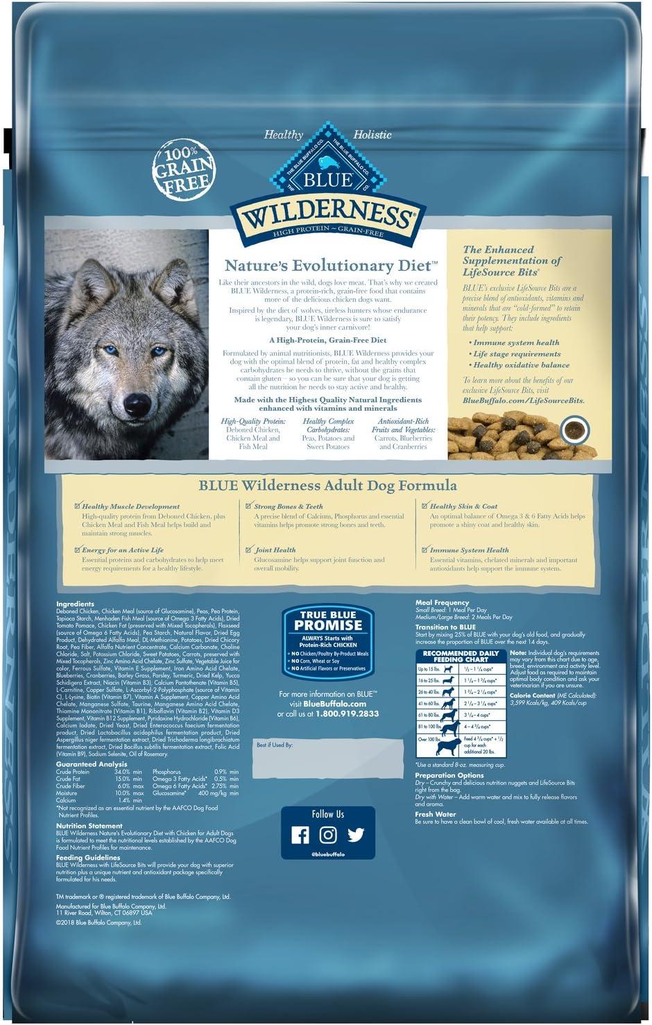 imageBlue Buffalo Wilderness Adult HighProtein Dry Dog Food with Real Salmon GrainFree Made in the USA with Natural Ingredients Salmon 24lb BagChicken