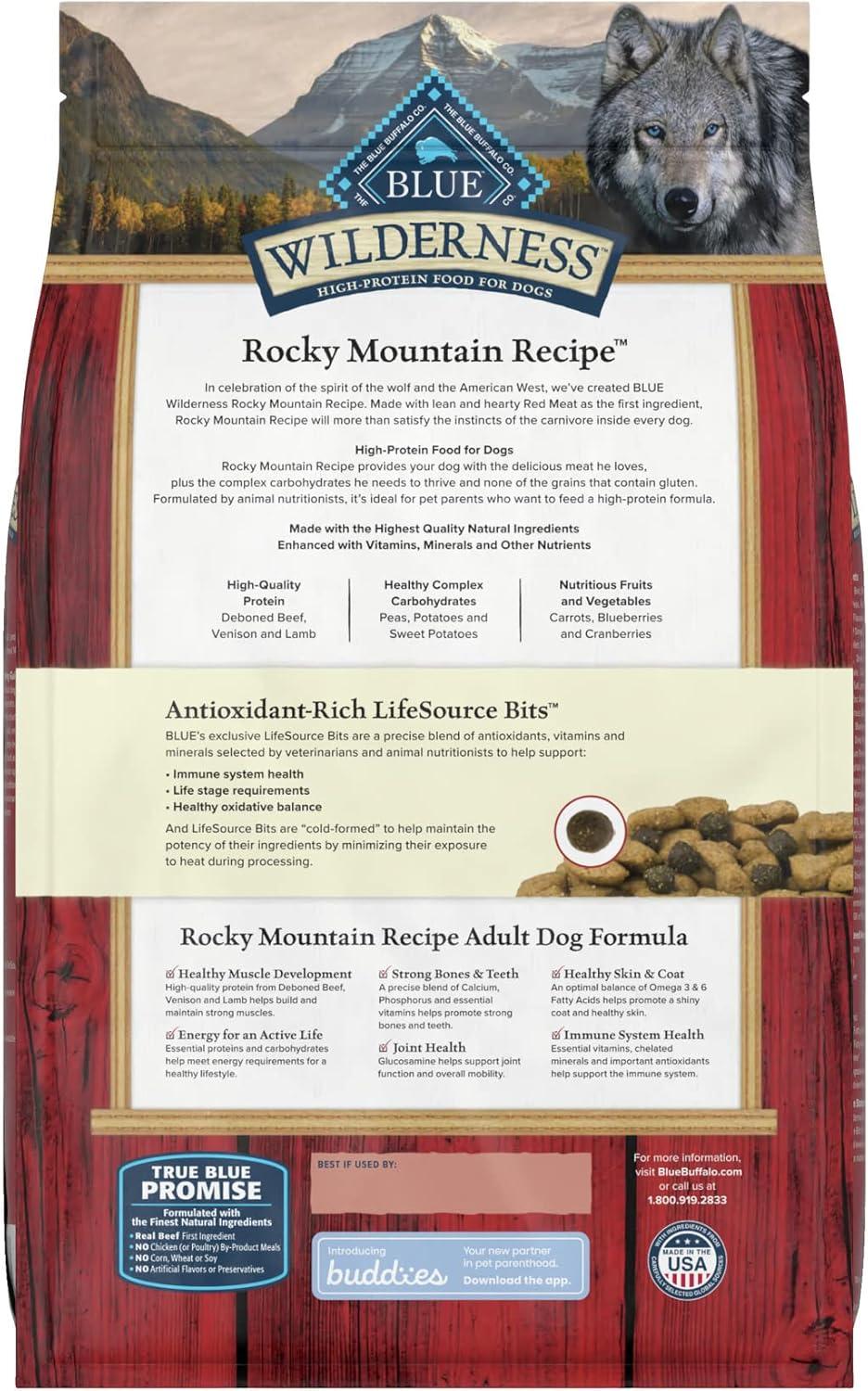 imageBlue Buffalo Wilderness Adult HighProtein Dry Dog Food with Real Salmon GrainFree Made in the USA with Natural Ingredients Salmon 24lb BagRed Meat