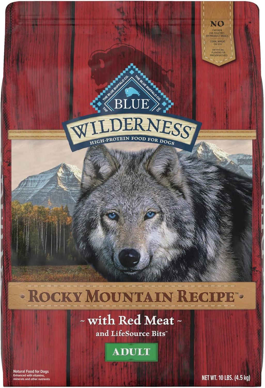 imageBlue Buffalo Wilderness Adult HighProtein Dry Dog Food with Real Salmon GrainFree Made in the USA with Natural Ingredients Salmon 24lb BagRed Meat