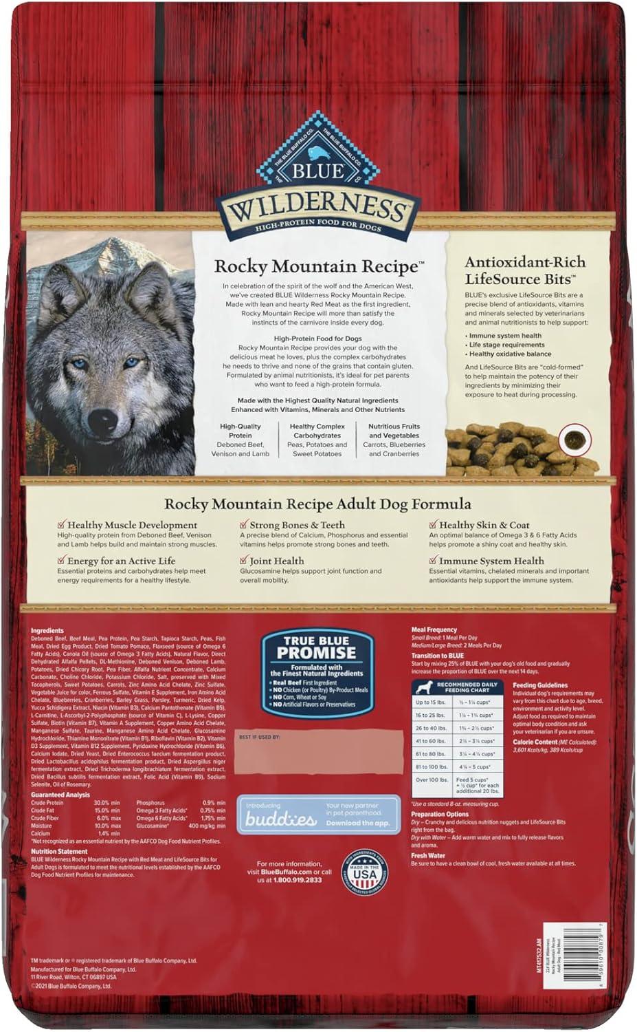 imageBlue Buffalo Wilderness Adult HighProtein Dry Dog Food with Real Salmon GrainFree Made in the USA with Natural Ingredients Salmon 24lb BagRed Meat