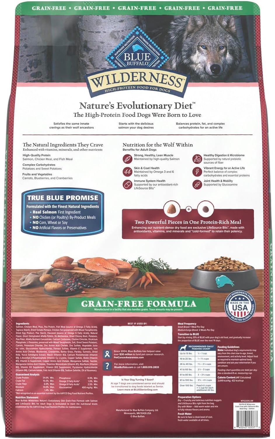 imageBlue Buffalo Wilderness Adult HighProtein Dry Dog Food with Real Salmon GrainFree Made in the USA with Natural Ingredients Salmon 24lb BagSalmon