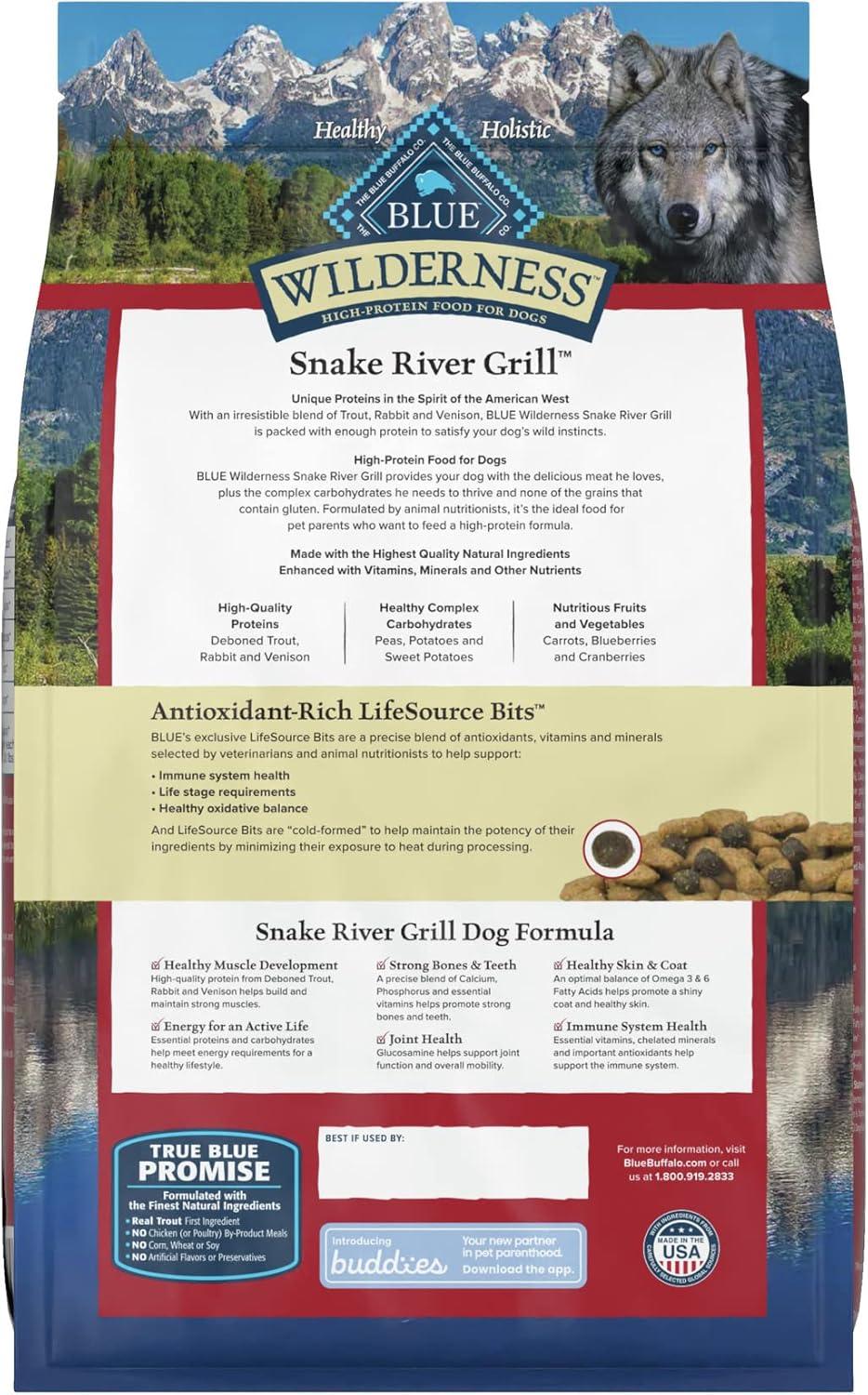 imageBlue Buffalo Wilderness Adult HighProtein Dry Dog Food with Real Salmon GrainFree Made in the USA with Natural Ingredients Salmon 24lb BagTrout Venison Rabbit