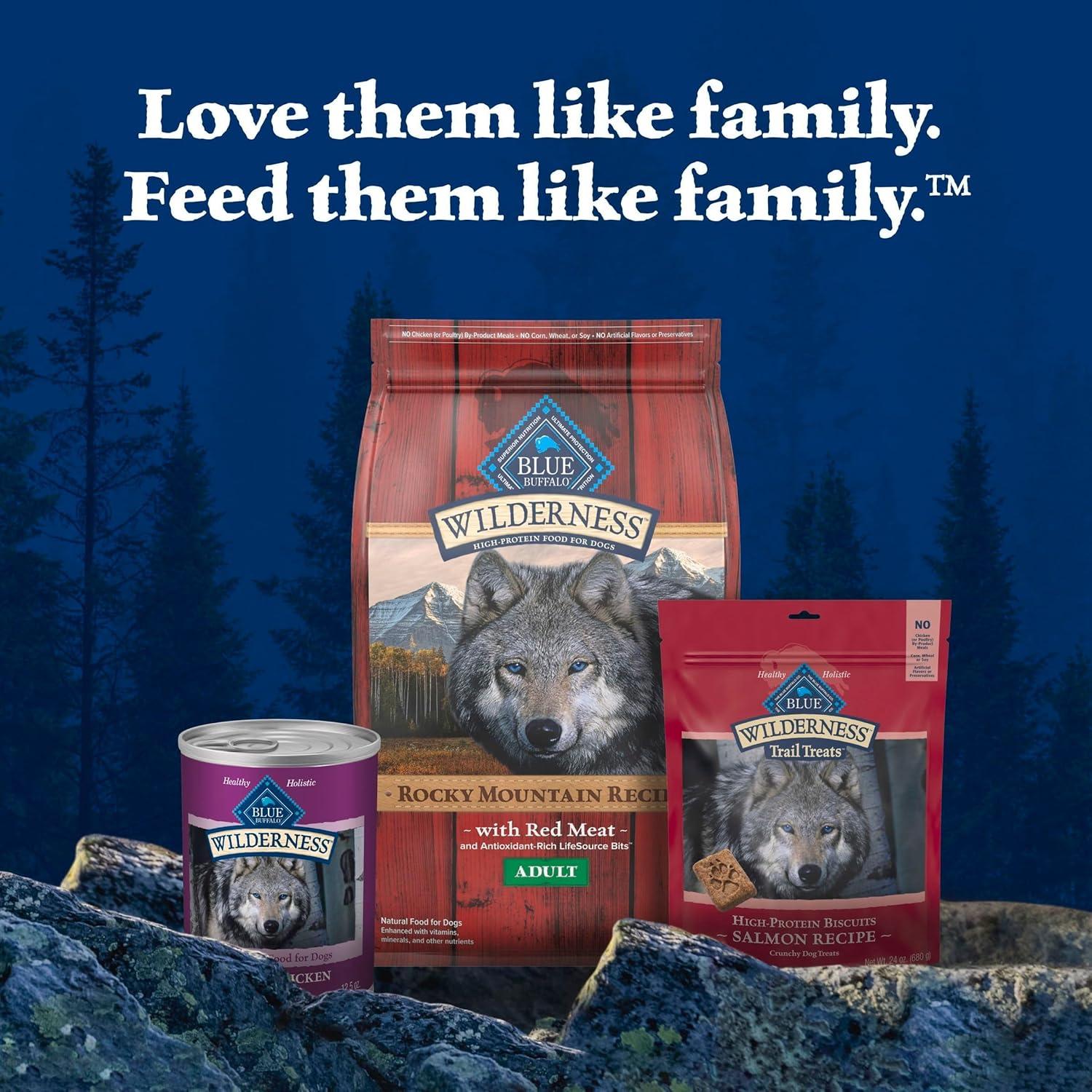 imageBlue Buffalo Wilderness Adult Wet Dog Food HighProtein amp GrainFree Made with Natural Ingredients Salmon amp Chicken Grill 125oz Cans 12 CountBeef Chicken