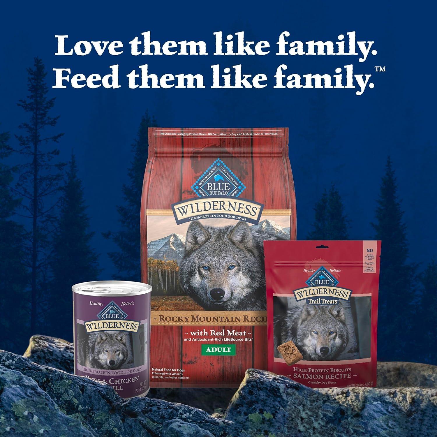 imageBlue Buffalo Wilderness Adult Wet Dog Food HighProtein amp GrainFree Made with Natural Ingredients Salmon amp Chicken Grill 125oz Cans 12 CountBeef Chicken