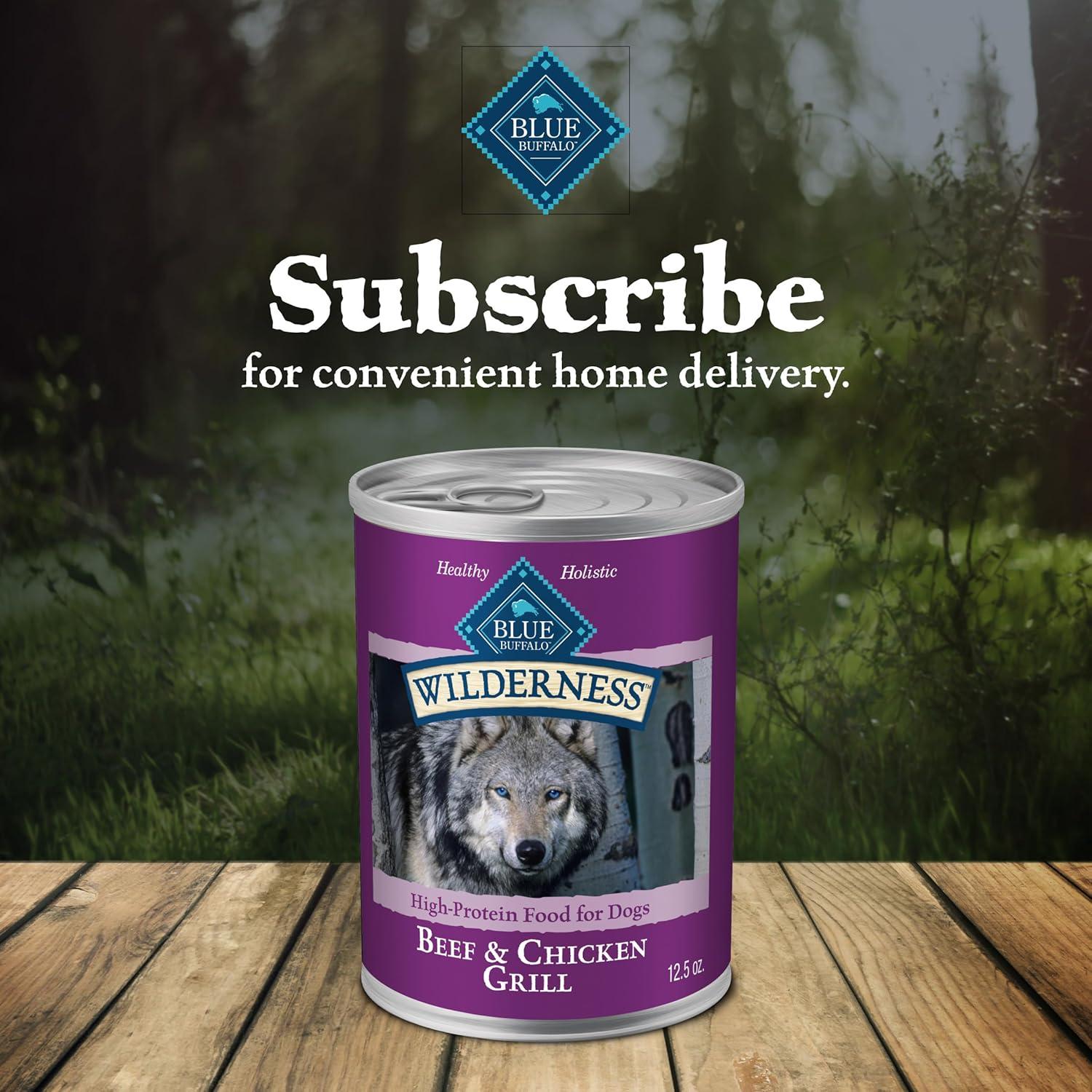 imageBlue Buffalo Wilderness Adult Wet Dog Food HighProtein amp GrainFree Made with Natural Ingredients Salmon amp Chicken Grill 125oz Cans 12 CountBeef Chicken