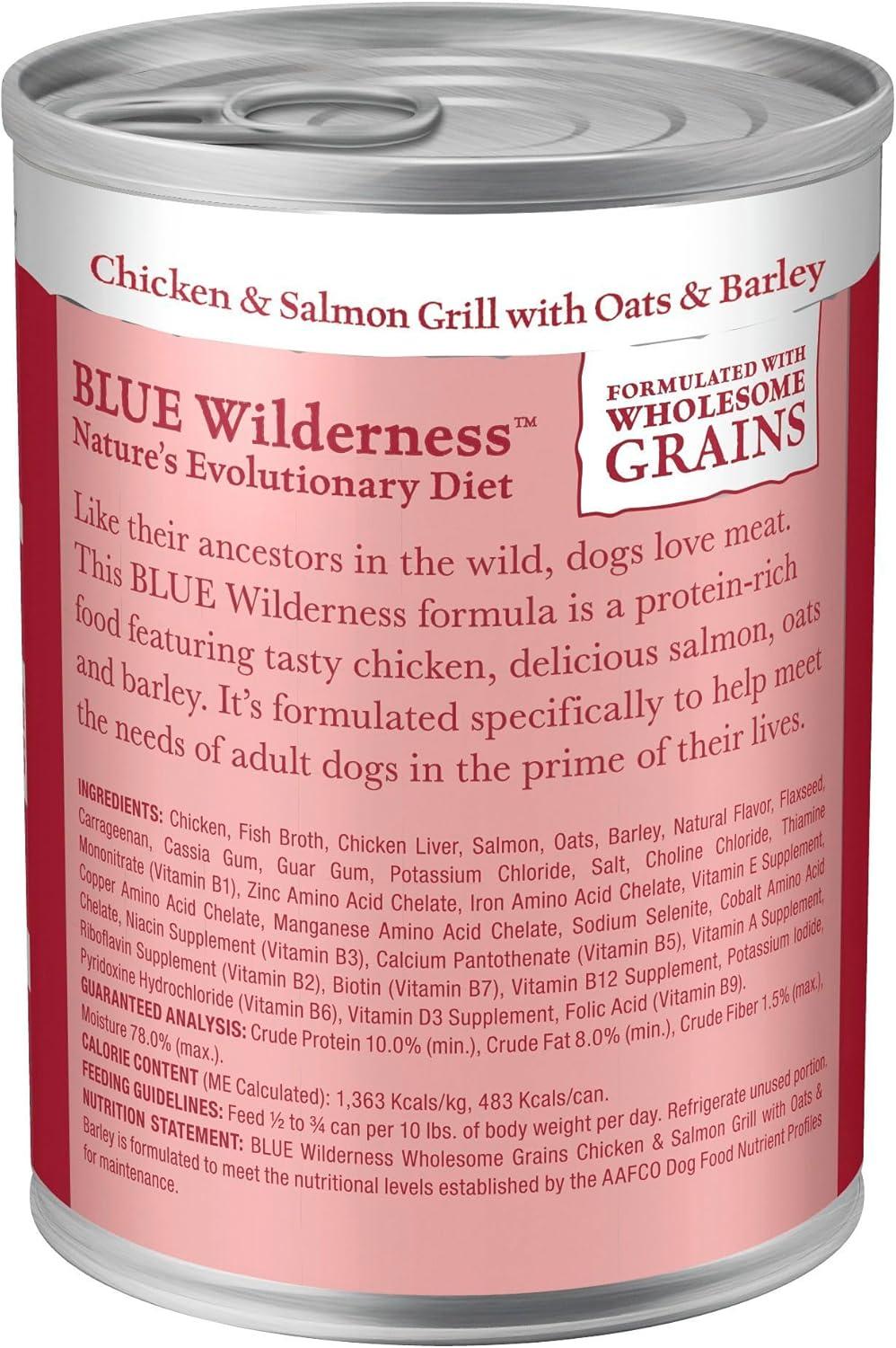 imageBlue Buffalo Wilderness Adult Wet Dog Food HighProtein amp GrainFree Made with Natural Ingredients Salmon amp Chicken Grill 125oz Cans 12 CountSalmon Chicken