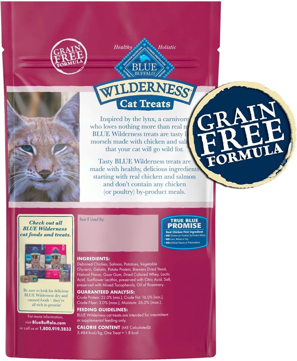 imageBlue Buffalo Wilderness Grain Free SoftMoist Chicken amp Salmon Cat Treats 2oz BagChicken Salmon