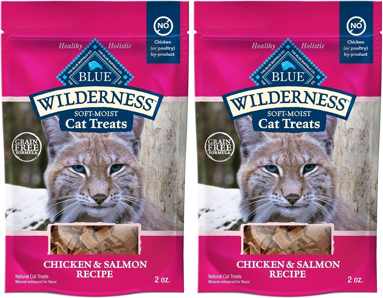 imageBlue Buffalo Wilderness Grain Free SoftMoist Chicken amp Salmon Cat Treats 2oz BagChicken Salmon