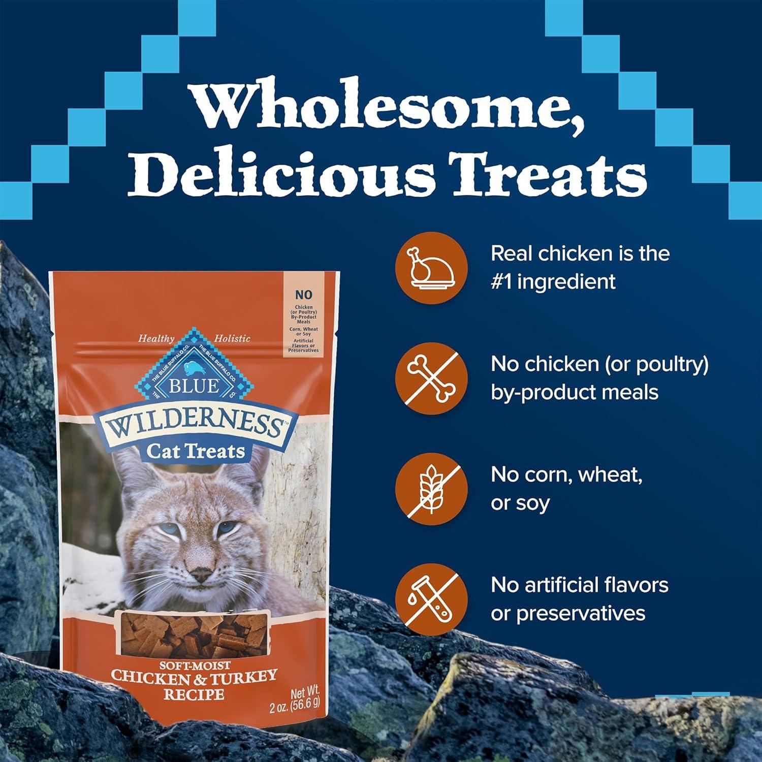 imageBlue Buffalo Wilderness High Protein Crunchy Cat Treats Made with Natural Ingredients Tasty Trout 2oz Bag Pack of 12Chicken Turkey