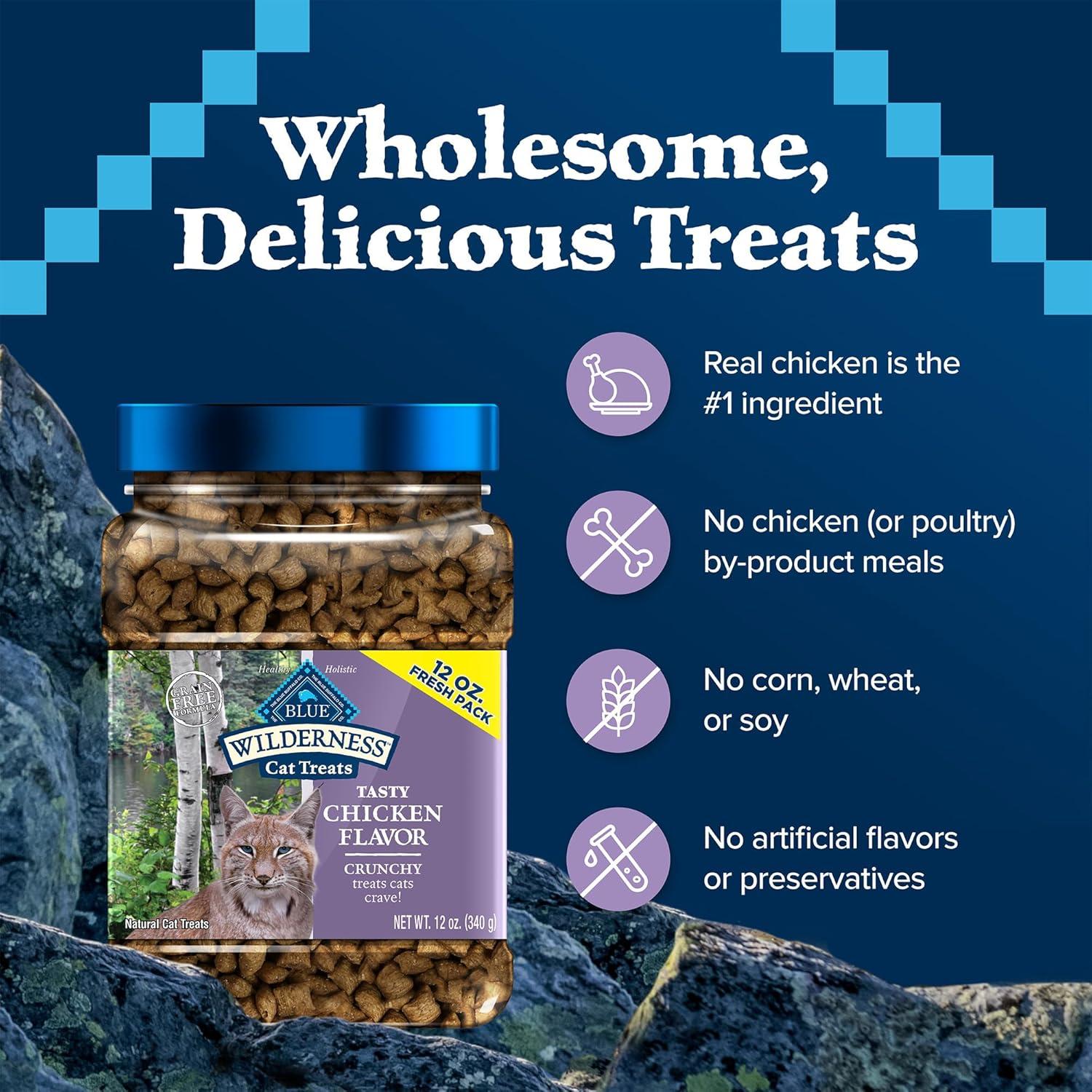 imageBlue Buffalo Wilderness High Protein Crunchy Cat Treats Made with Natural Ingredients Tasty Trout 2oz Bag Pack of 12Chicken