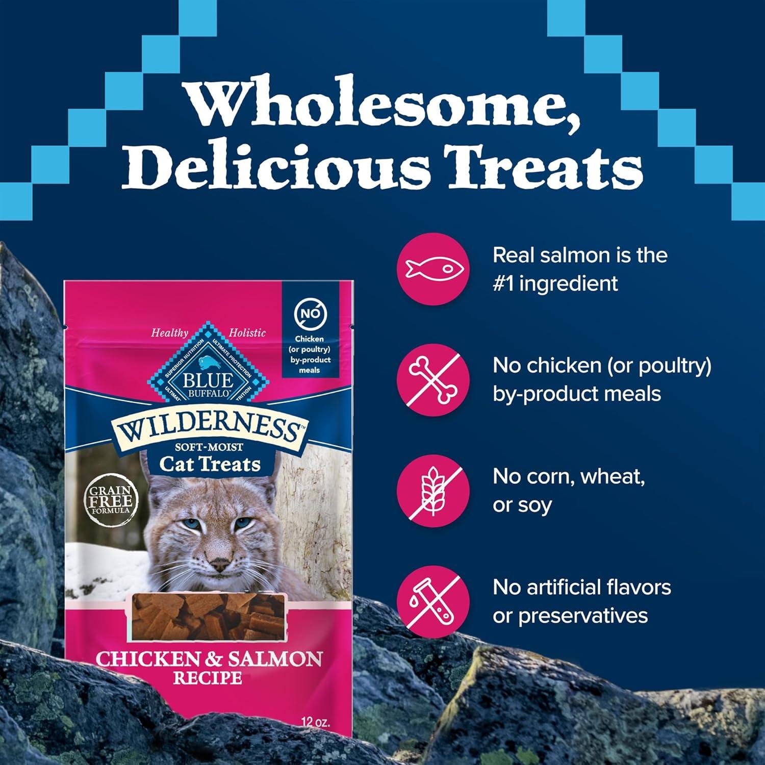 imageBlue Buffalo Wilderness High Protein Crunchy Cat Treats Made with Natural Ingredients Tasty Trout 2oz Bag Pack of 12Salmon