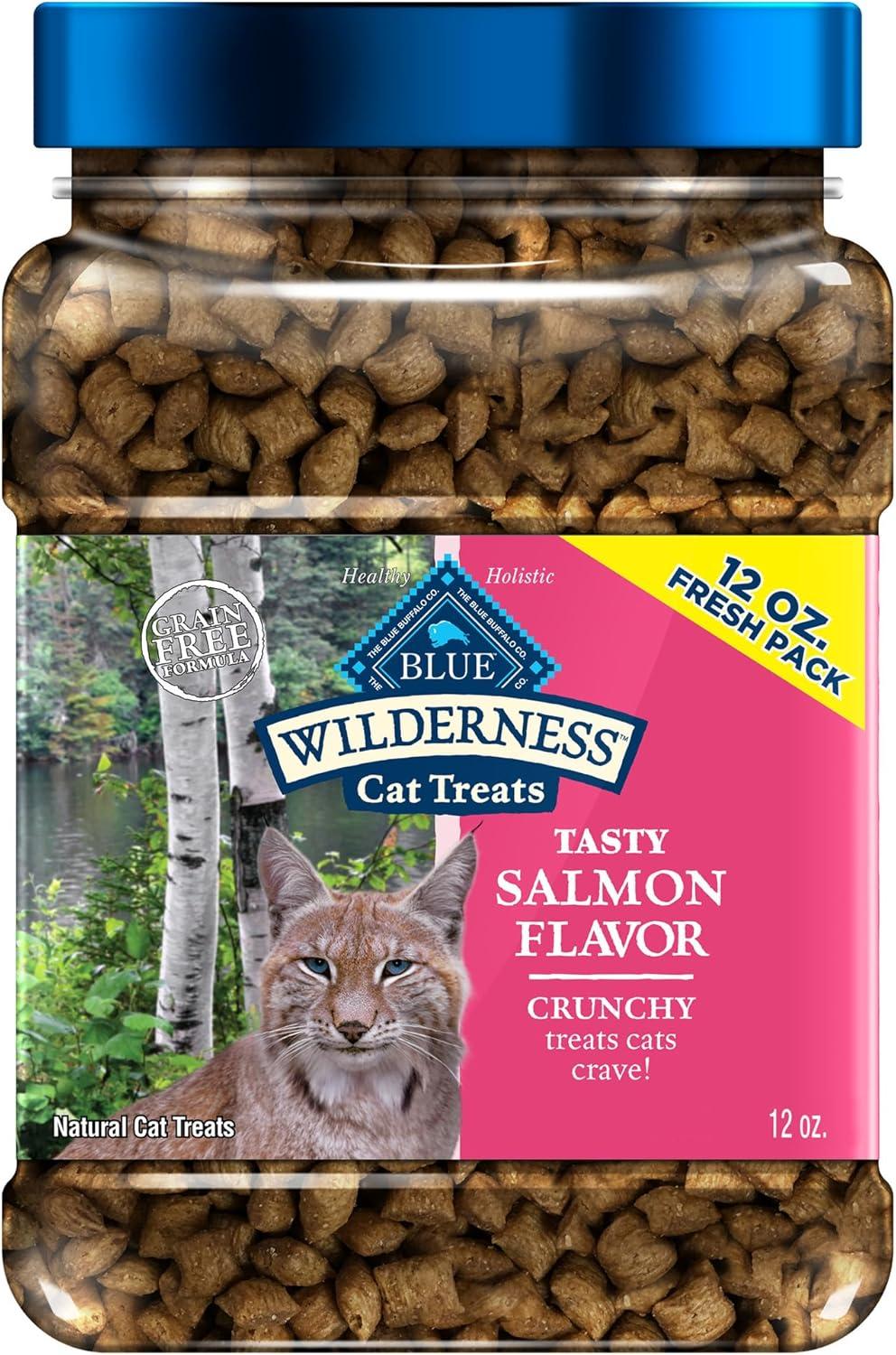 imageBlue Buffalo Wilderness High Protein Crunchy Cat Treats Made with Natural Ingredients Tasty Trout 2oz Bag Pack of 12Salmon