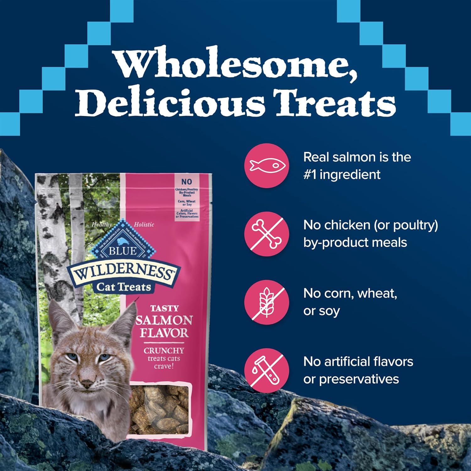 imageBlue Buffalo Wilderness High Protein Crunchy Cat Treats Made with Natural Ingredients Tasty Trout 2oz Bag Pack of 12Salmon